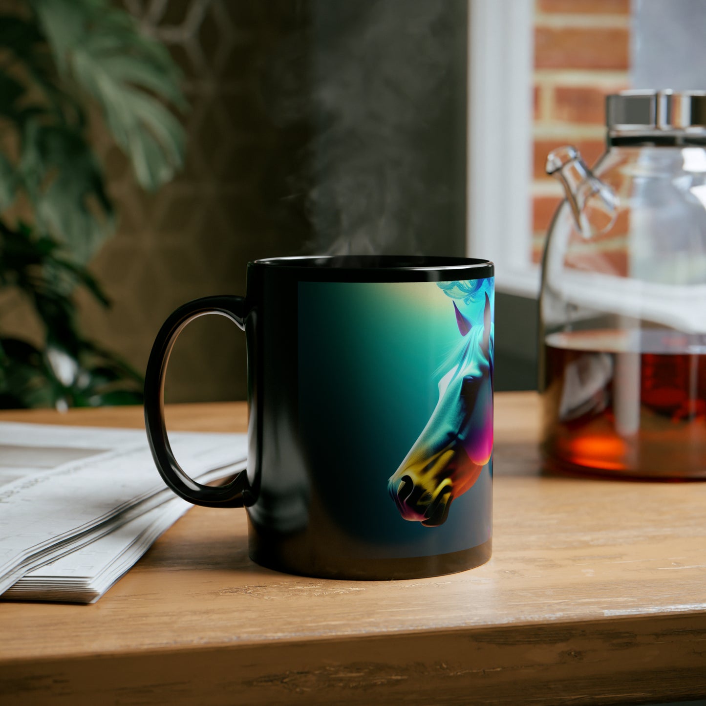 Colorfull horse -11oz Black Mug (8218108231999)