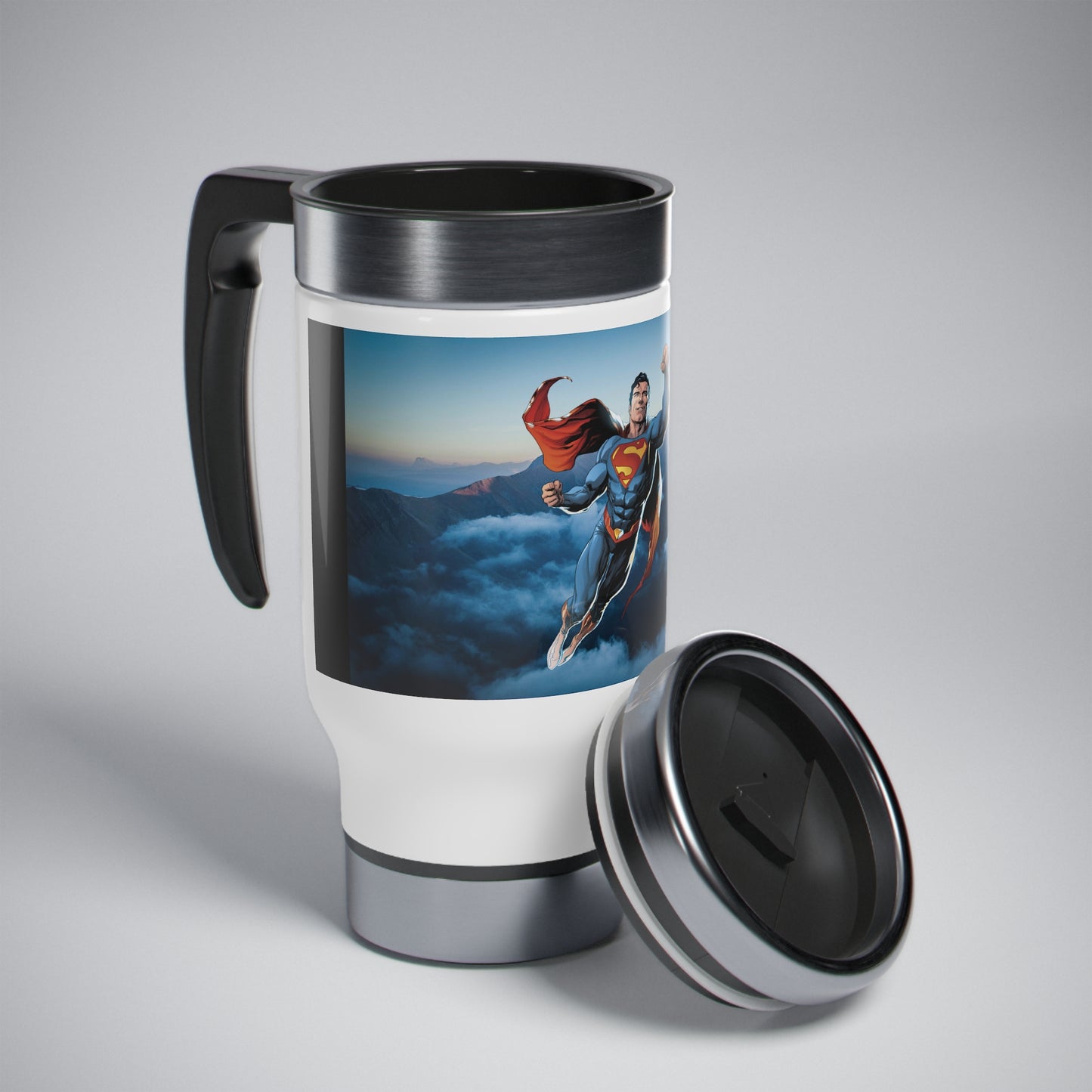 Stainless Steel Travel Mug with Handle, 14oz (8543778439487)