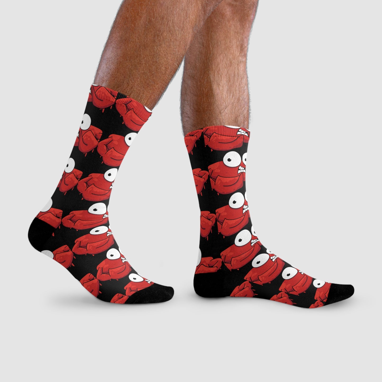 Red crab on black crew sock (EU) (8194511864127)