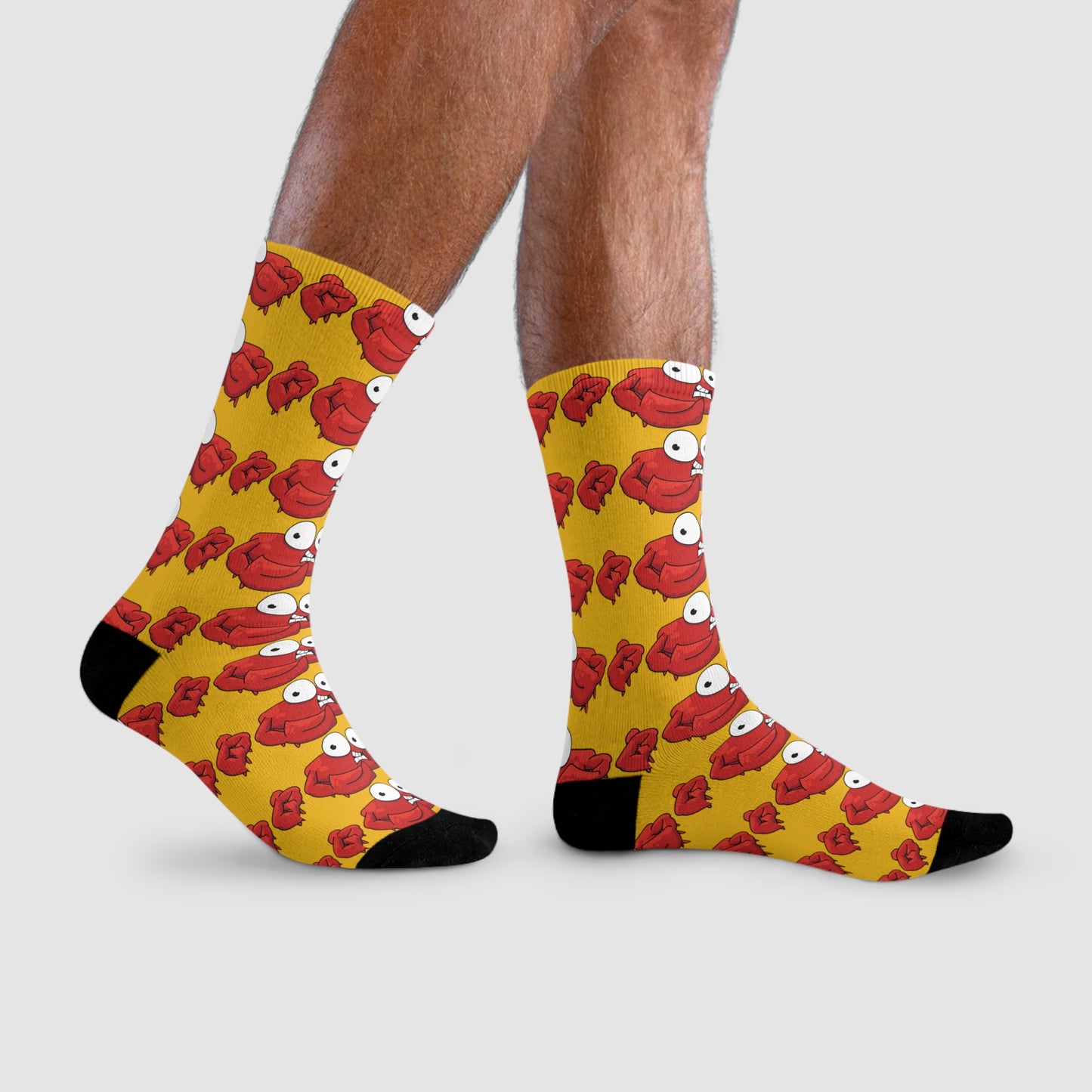Red crab on yellow Crew Socks (EU) (8194512322879)