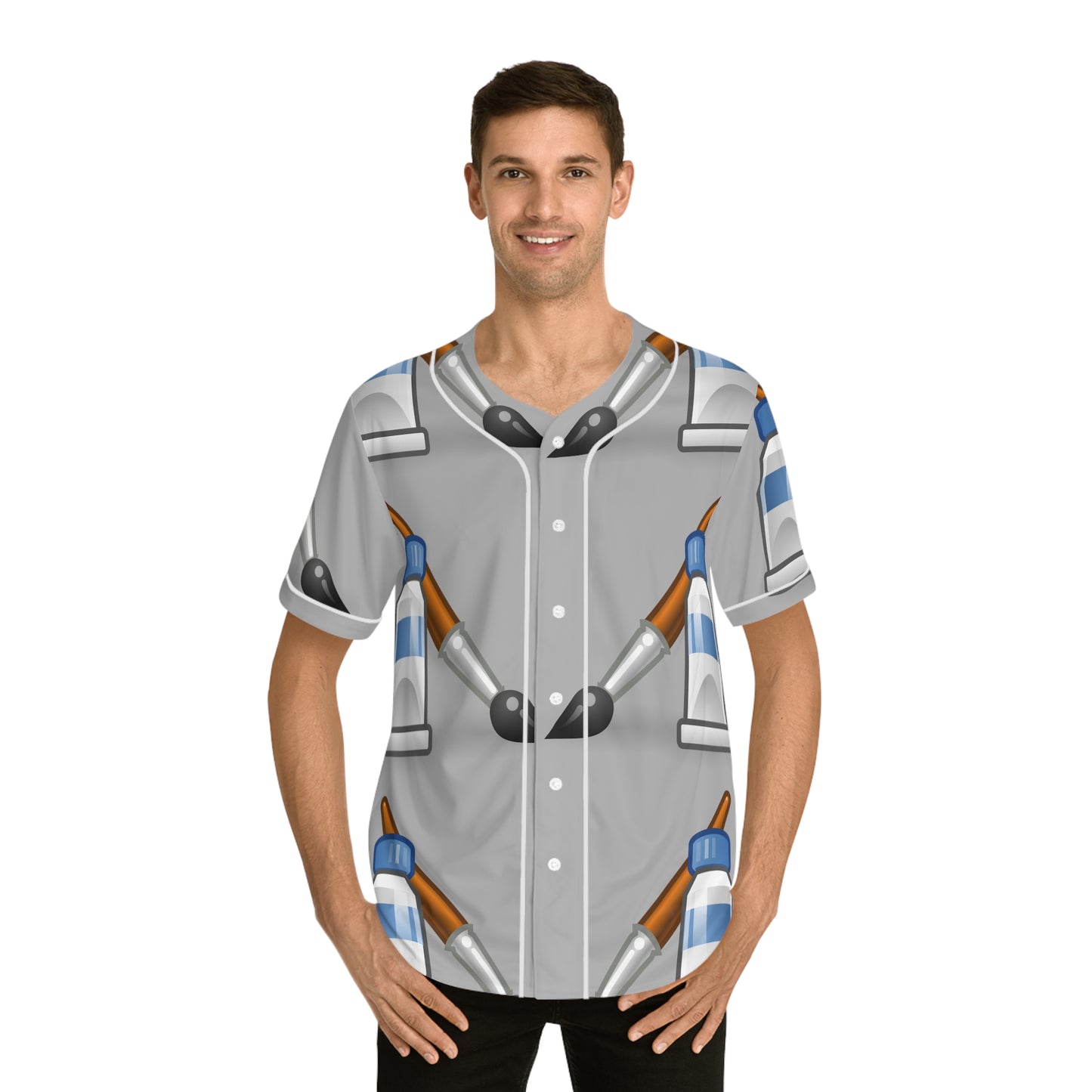 Paint brush Men's Baseball Jersey (AOP) (8540490662207)