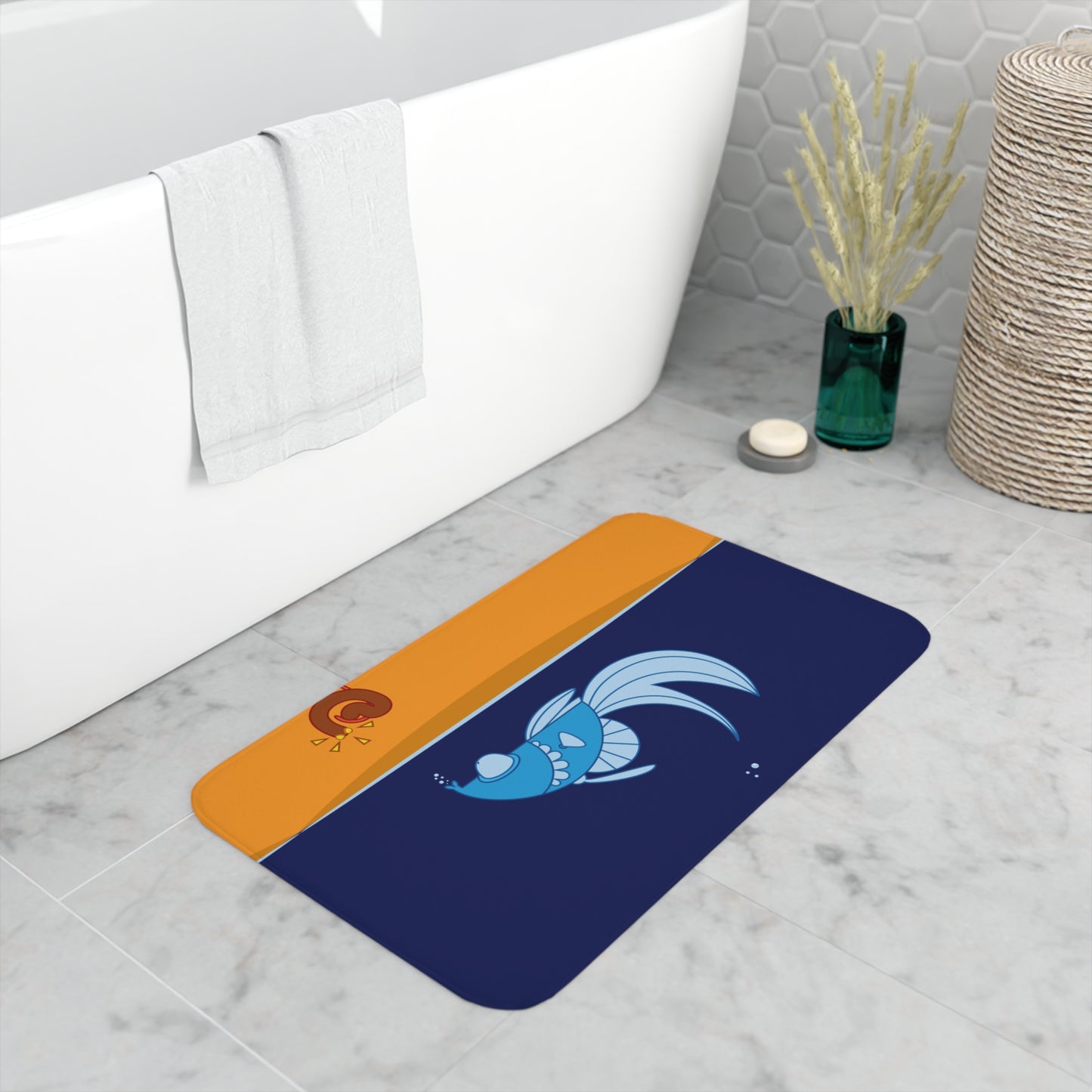 Fish and a hook Memory Foam Bath Mat (8543738495295)
