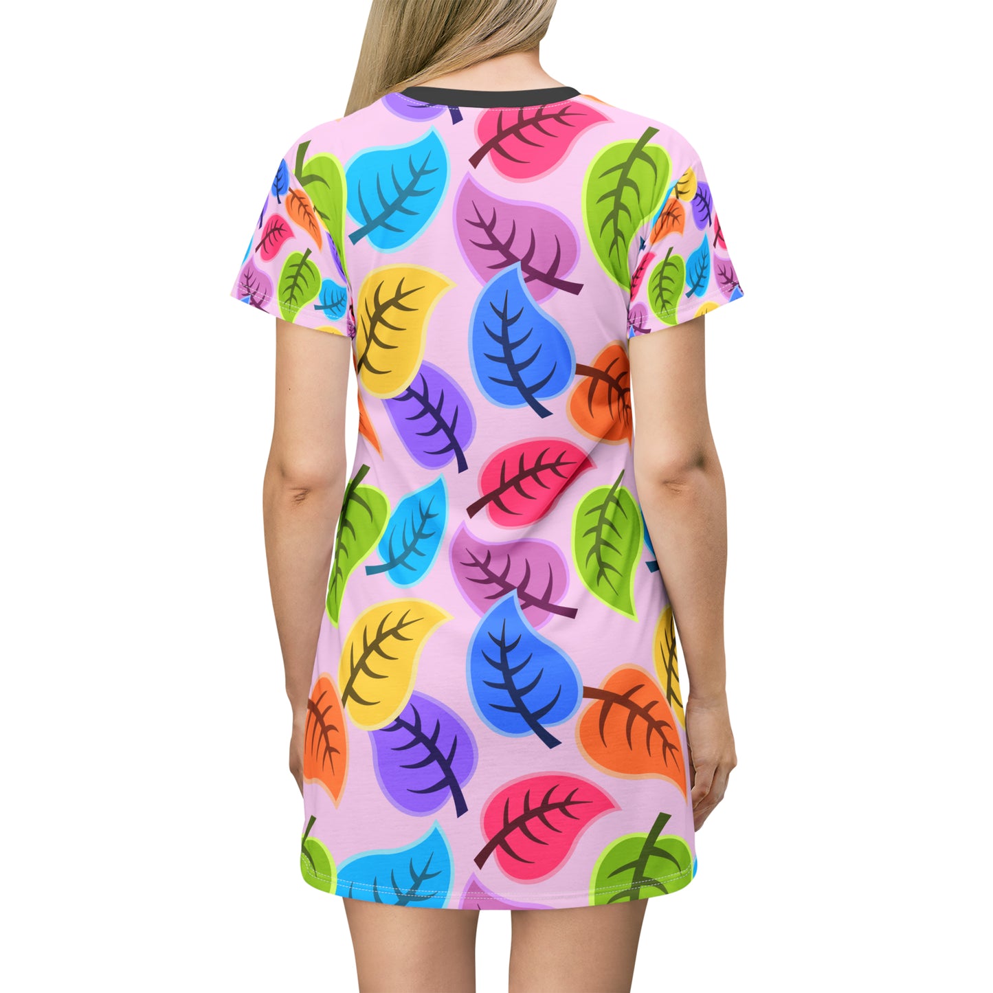 Colored leaf All Over Print T-Shirt Dress (8540602761535)