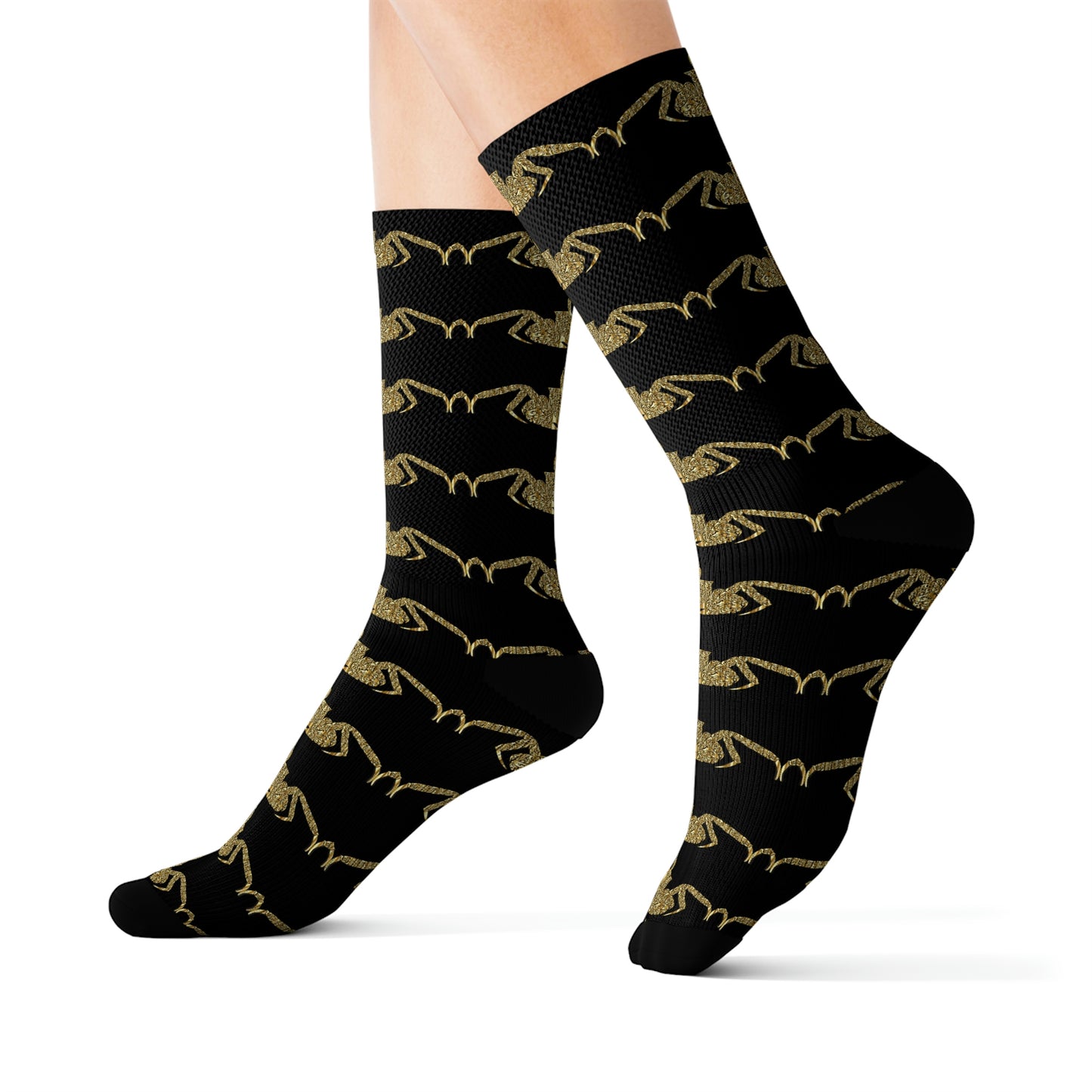 golden crab on black - Socks (8196316954943)