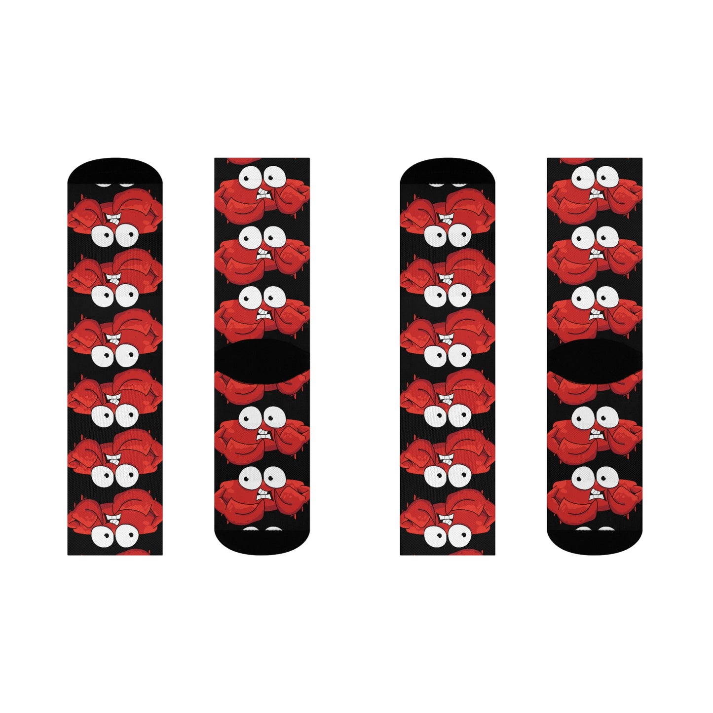 Red crab on black - Crew Socks (8196307222847)