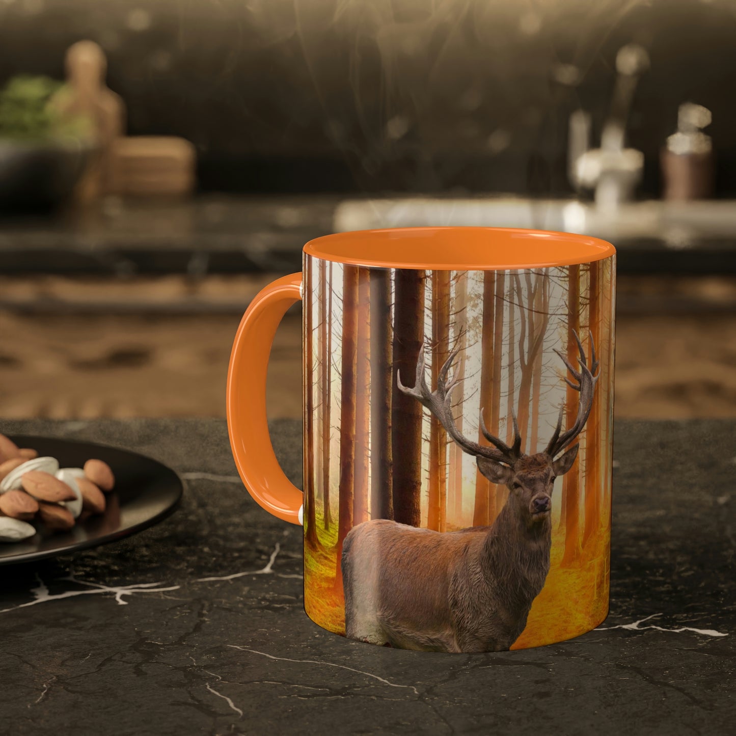 The Hunted--- elk and Couger Colorful Mugs, 11oz (8215725670719)
