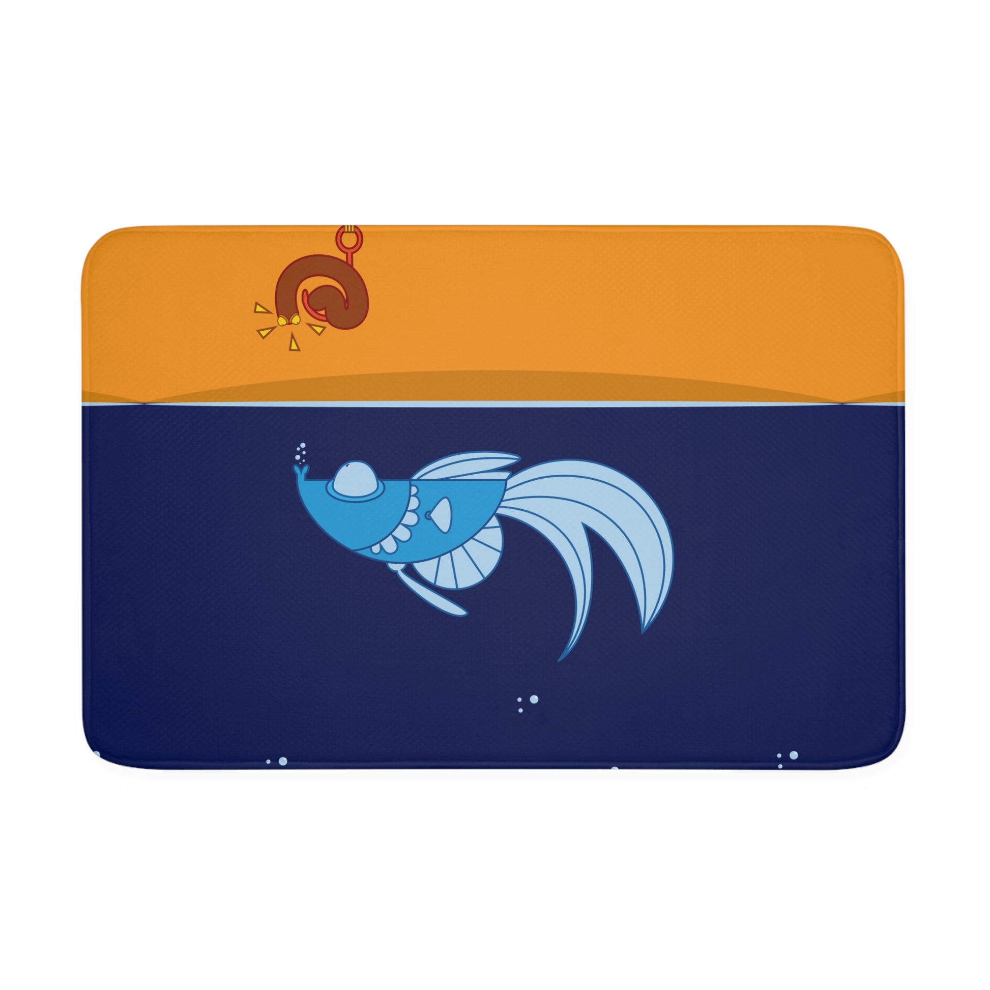 Fish and a hook     Memory Foam Bath Mat (8543738495295)