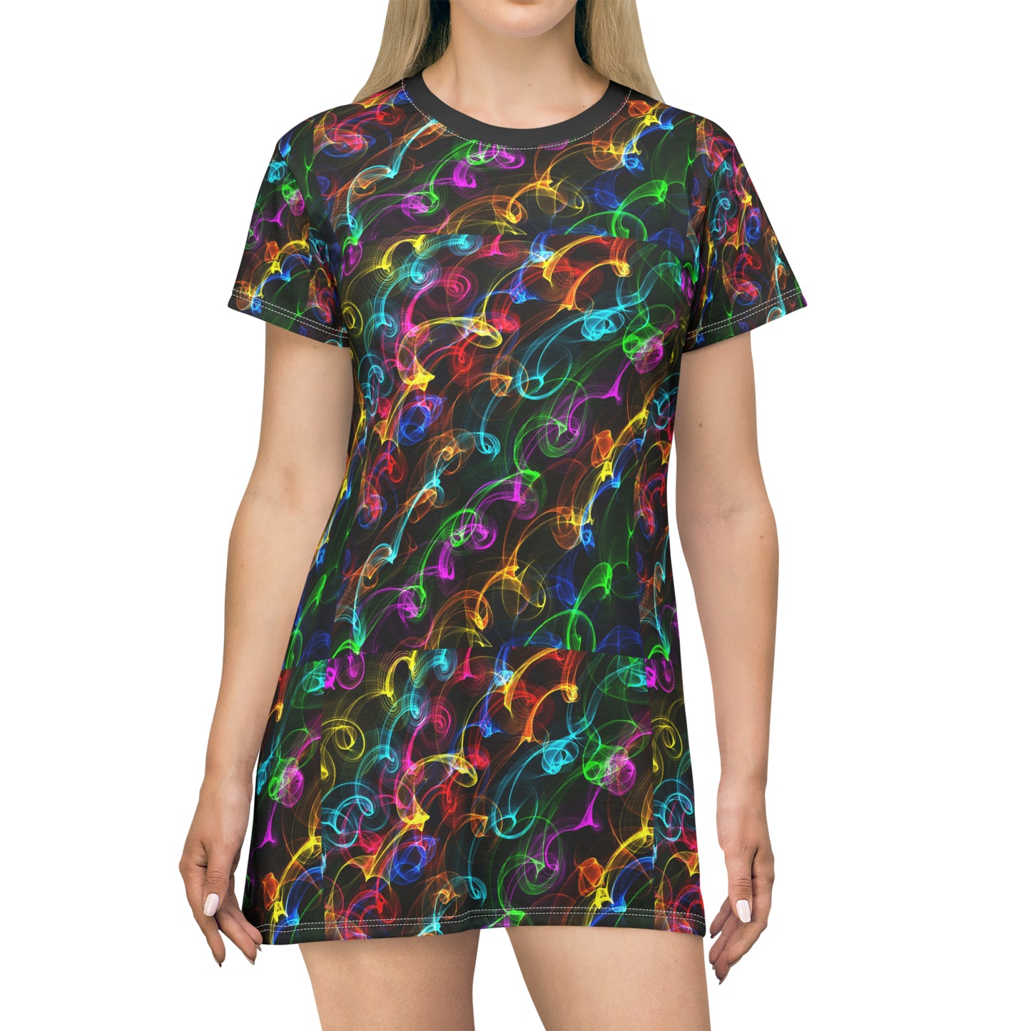 Color ribbons All Over Print T-Shirt Dress (8540583428415)