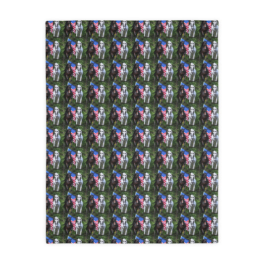 Houses and flag    Velveteen Minky Blanket (Two-sided print) (8542025777471)