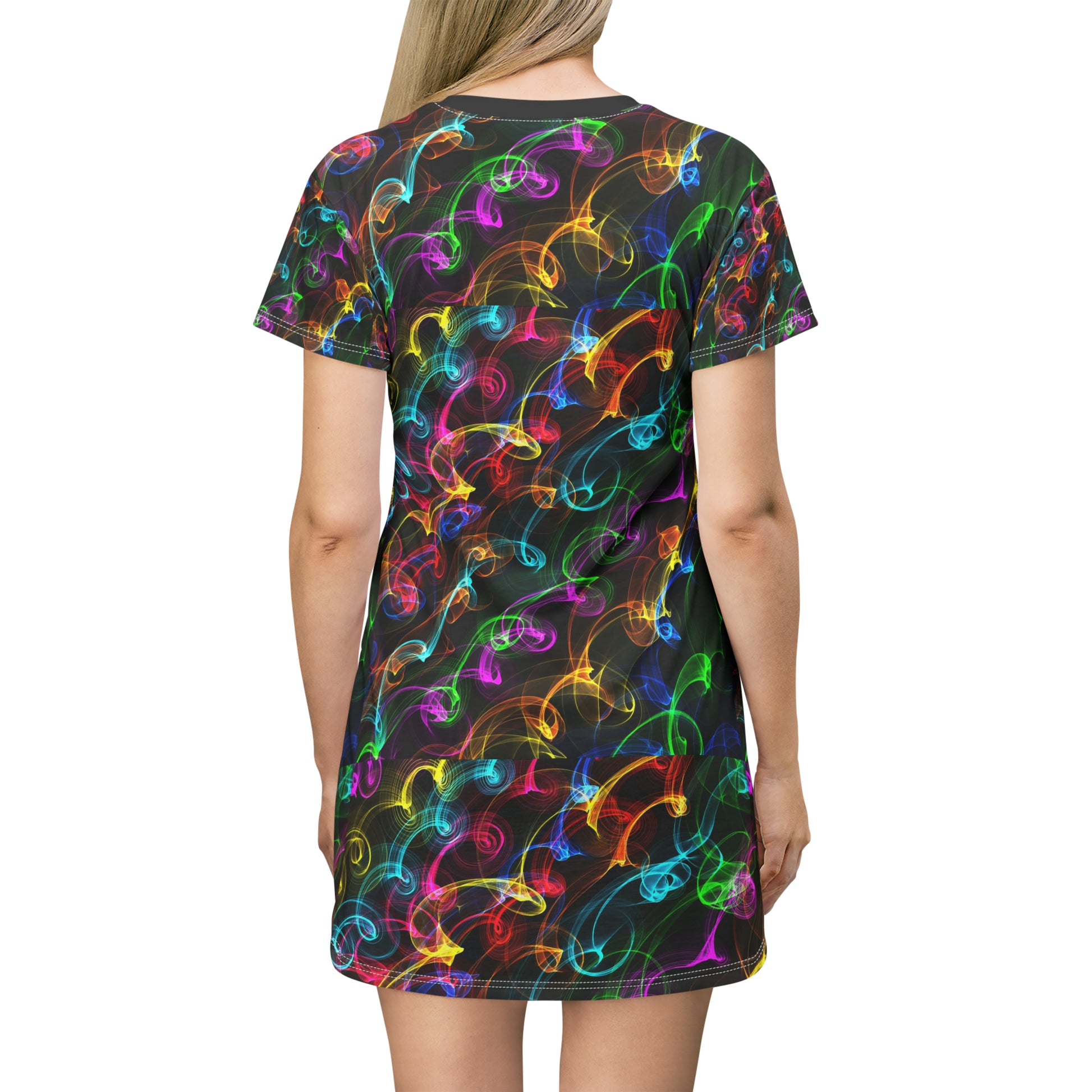 Color ribbons All Over Print T-Shirt Dress (8540583428415)