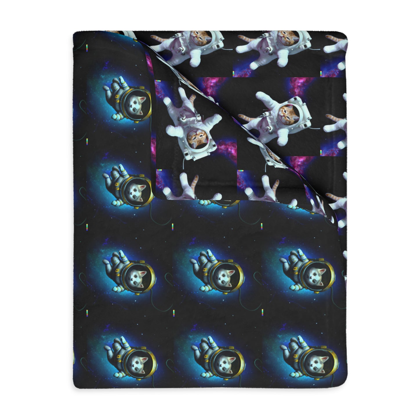 Space cat  Velveteen Minky Blanket (Two-sided print) (8542058086719)