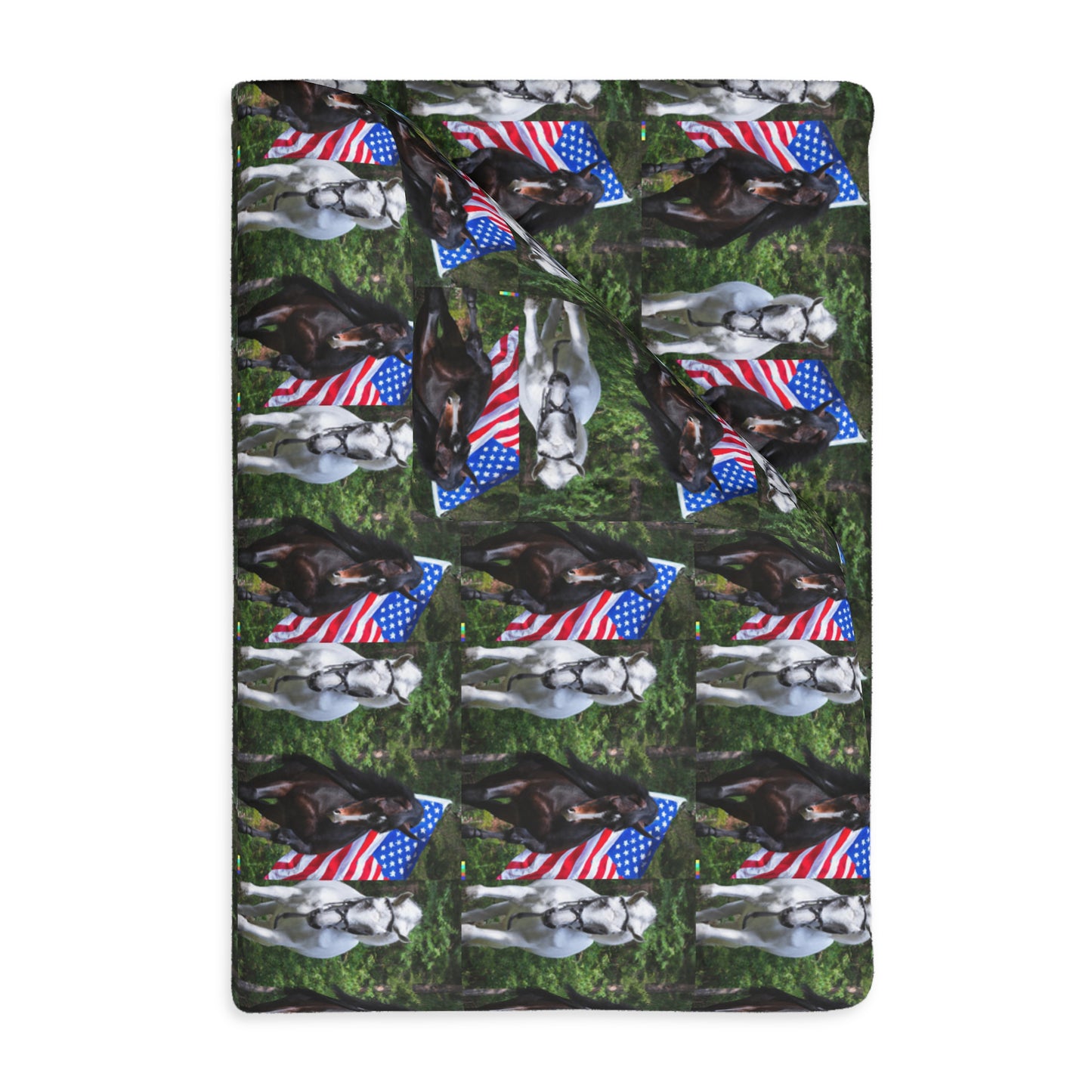Houses and flag    Velveteen Minky Blanket (Two-sided print) (8542025777471)