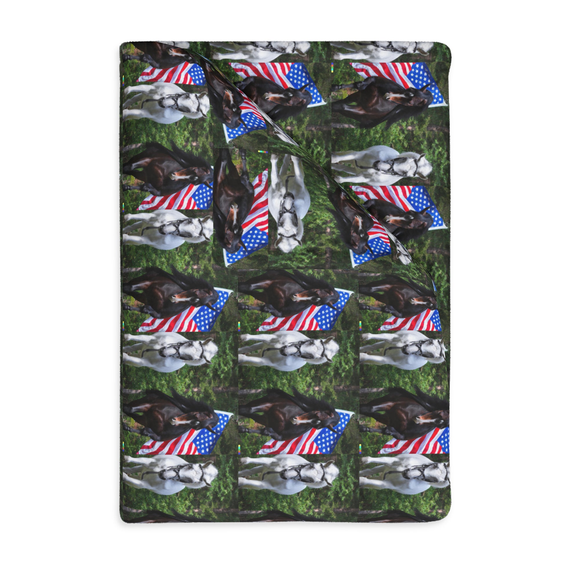 Houses and flag    Velveteen Minky Blanket (Two-sided print) (8542025777471)