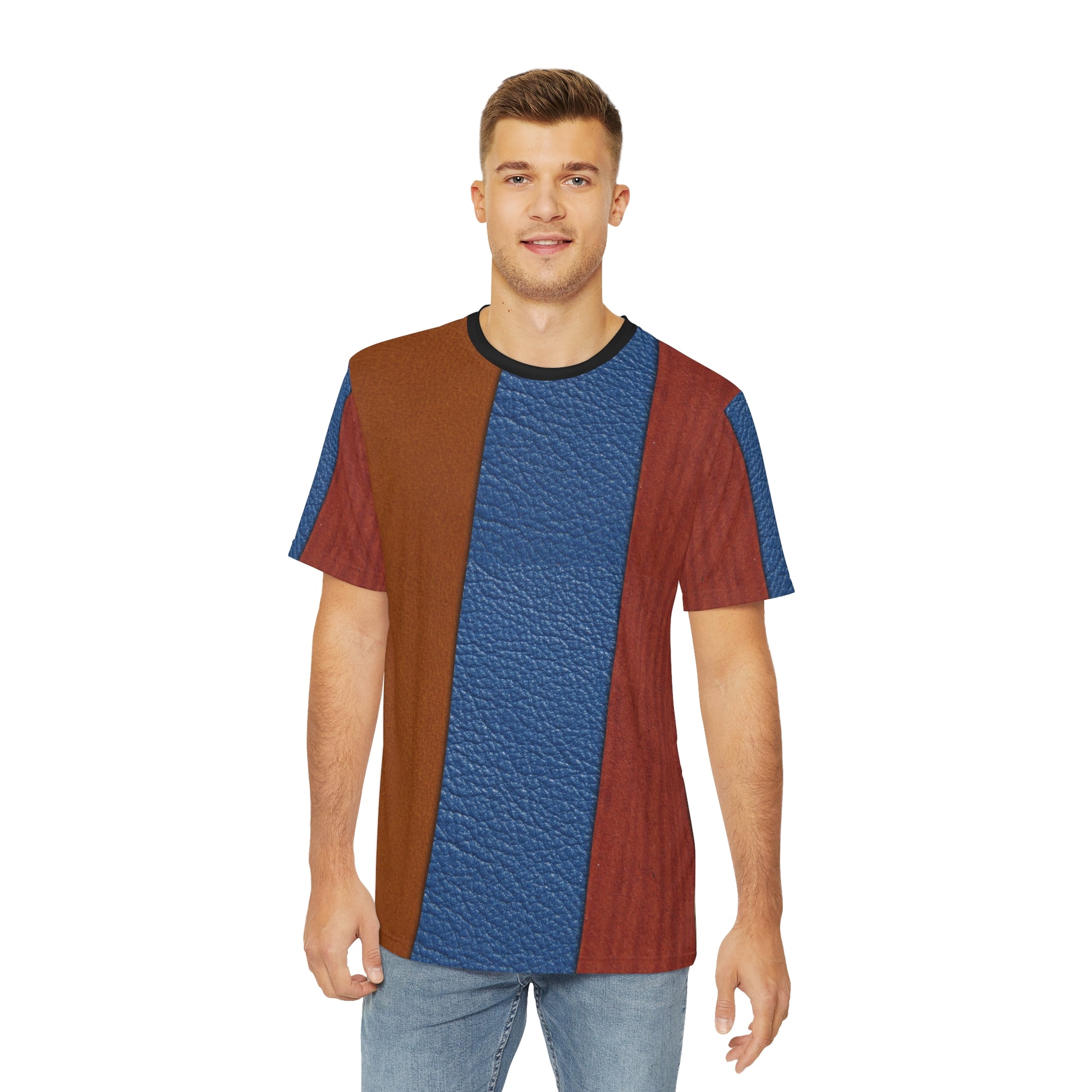 Leather look stripes   Men's Polyester Tee (AOP) (8562422055231)