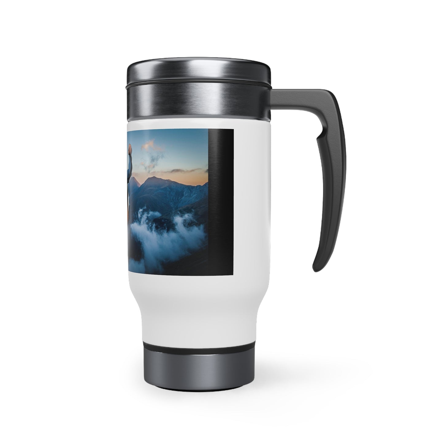 Stainless Steel Travel Mug with Handle, 14oz (8543778439487)