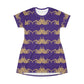 Gold crab on purple  All Over Print T-Shirt Dress (8540598960447)