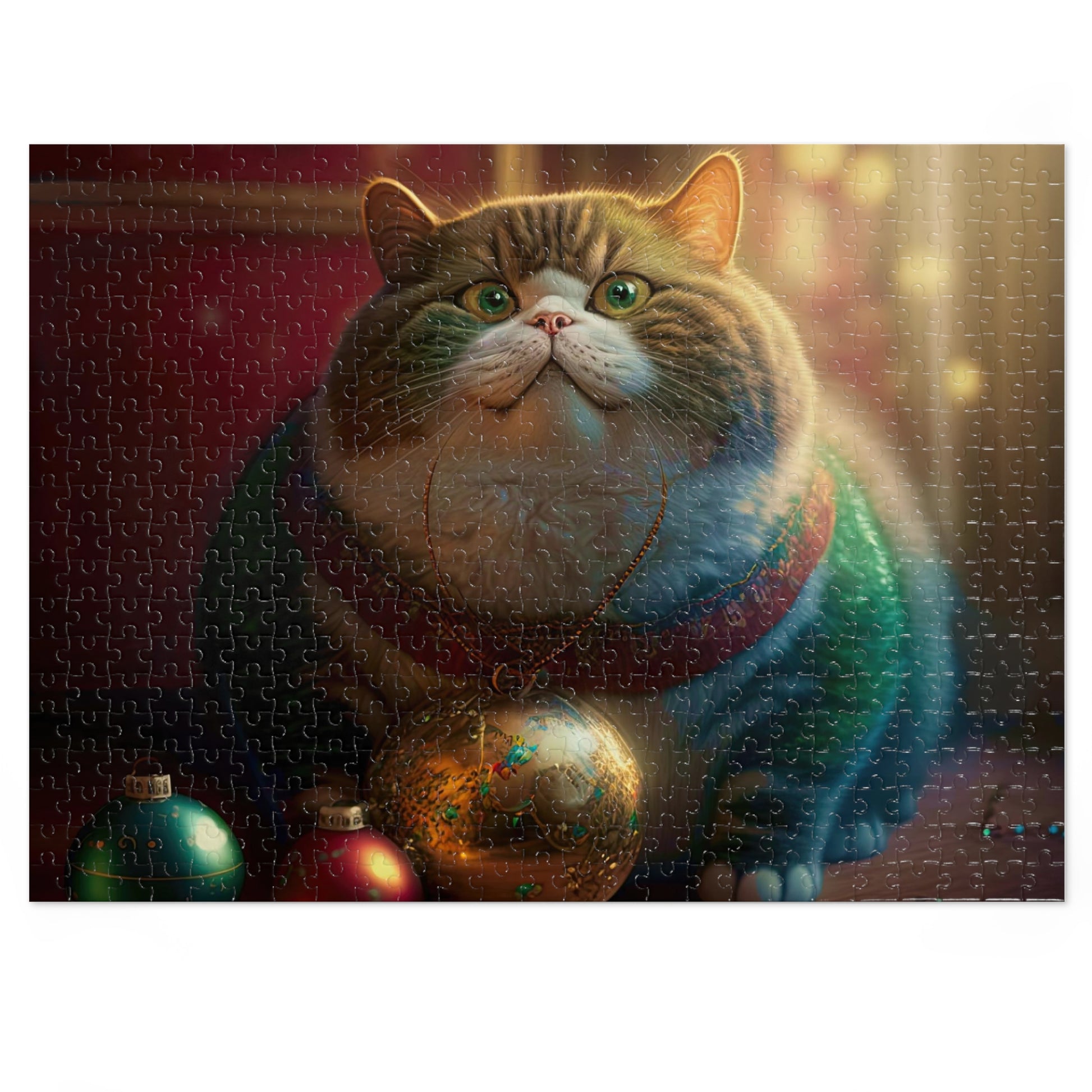 Christmas cat   Jigsaw Puzzle (30, 110, 252, 500,1000-Piece) (8540605546815)