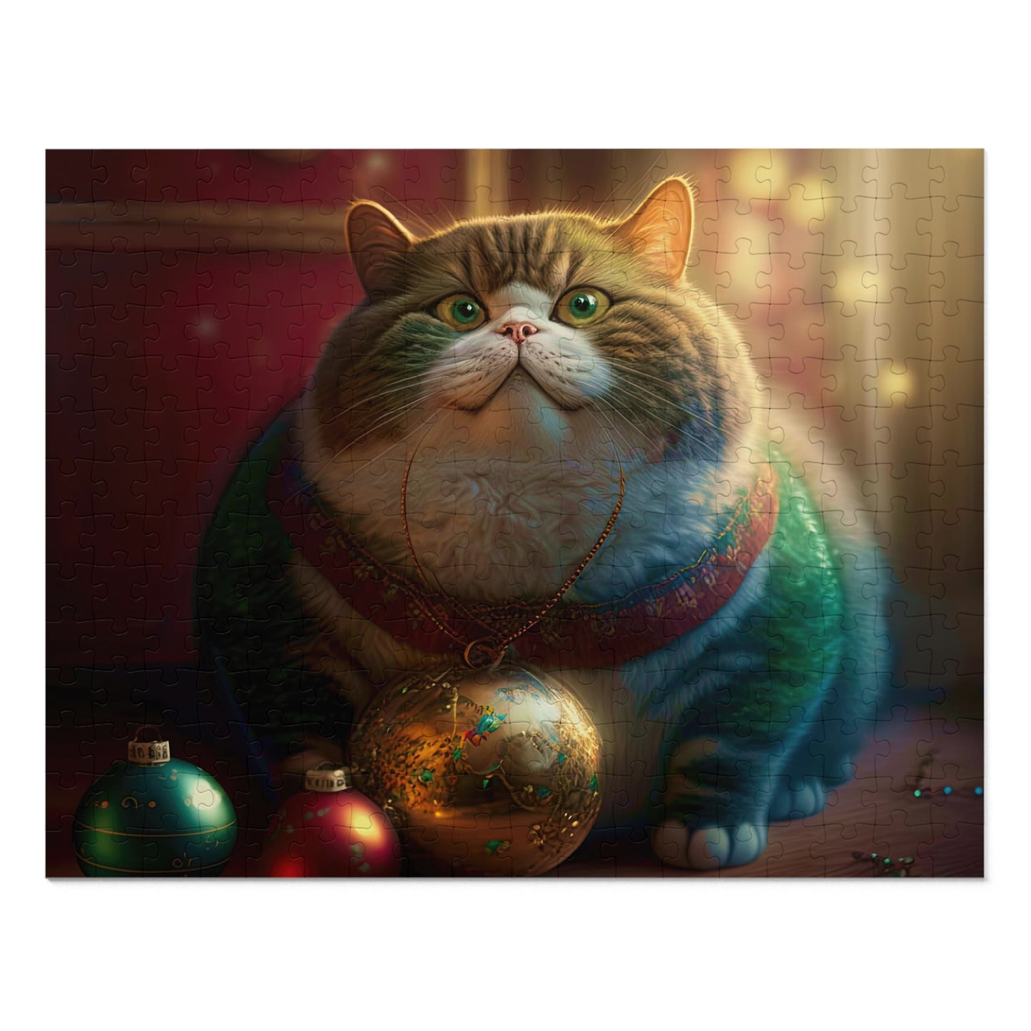 Christmas cat   Jigsaw Puzzle (30, 110, 252, 500,1000-Piece) (8540605546815)