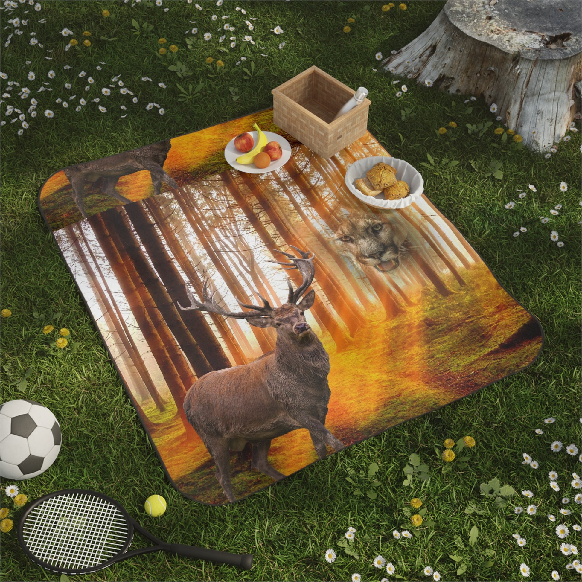 Elk and Cougar  Picnic Blanket (8543831523647)