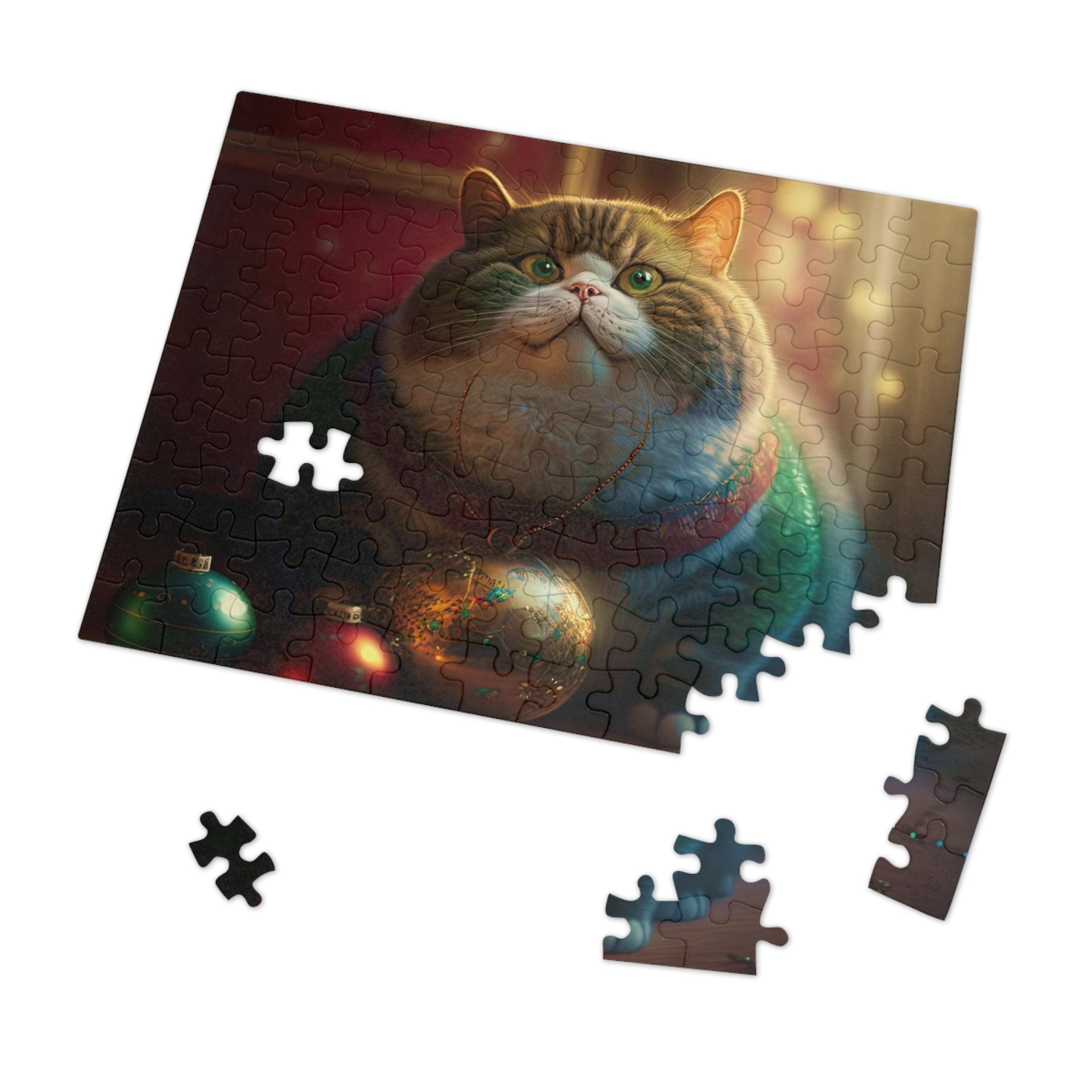 Christmas cat   Jigsaw Puzzle (30, 110, 252, 500,1000-Piece) (8540605546815)