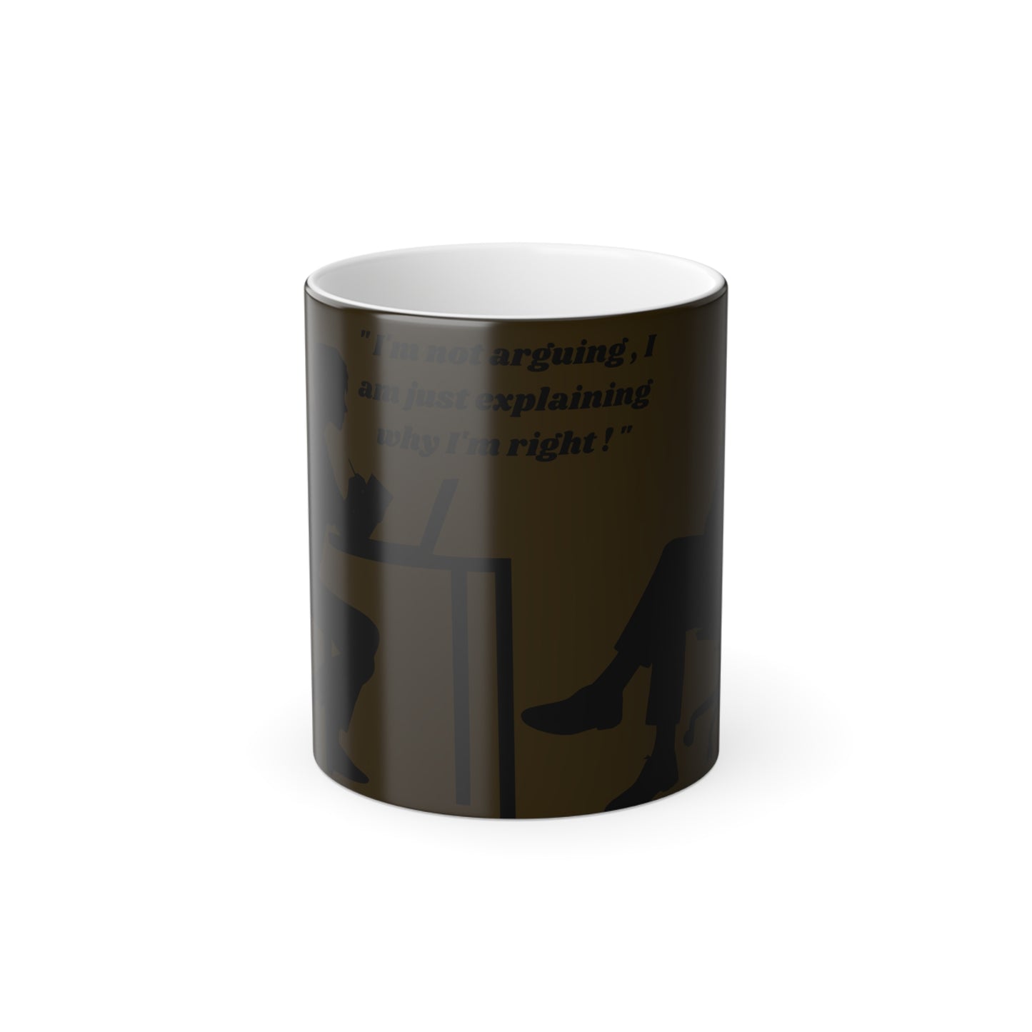 I"m not arguing , female side , yellow -Color Morphing Mug, 11oz (8219959198015)
