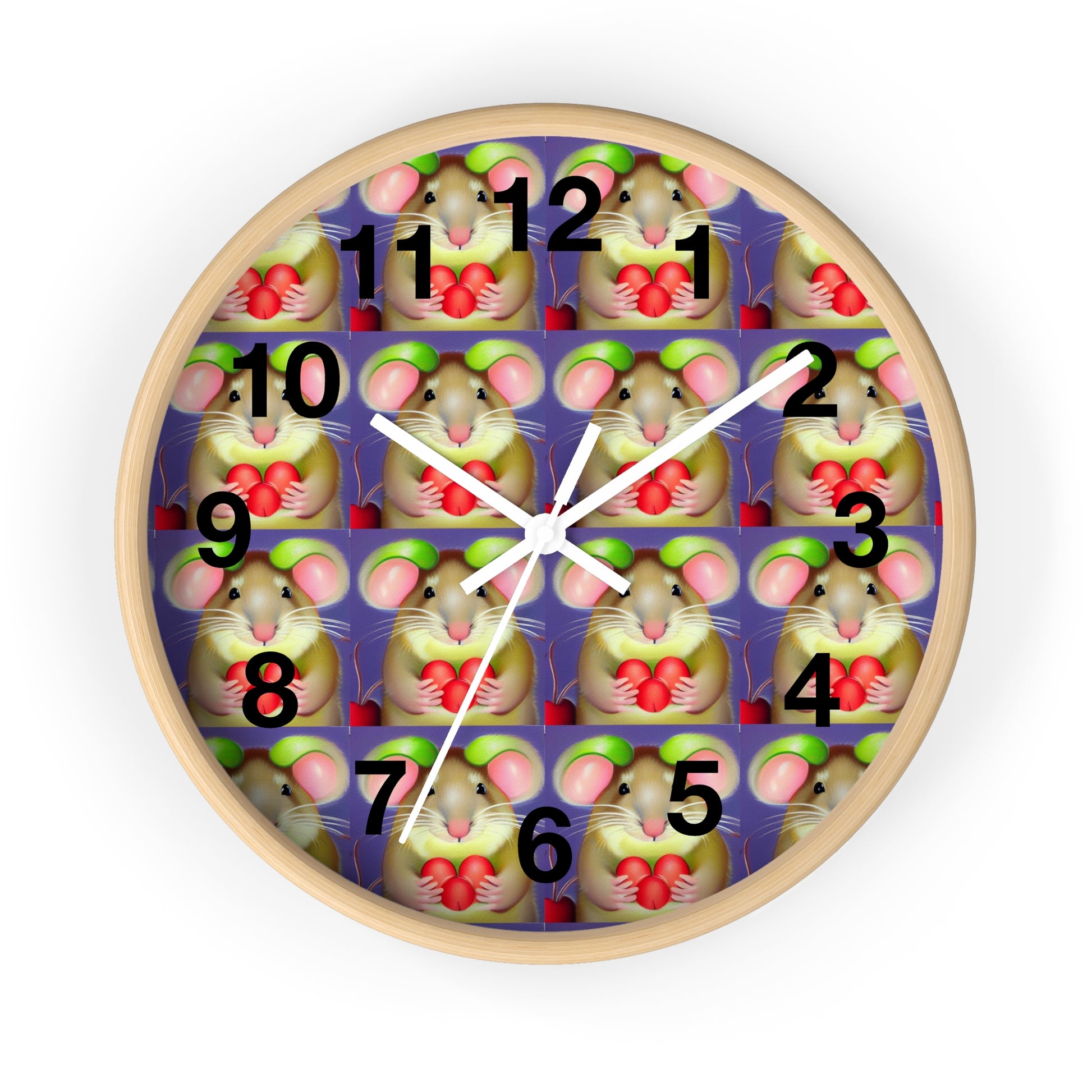 Mouse with fruit   Wall clock (8541955916095)