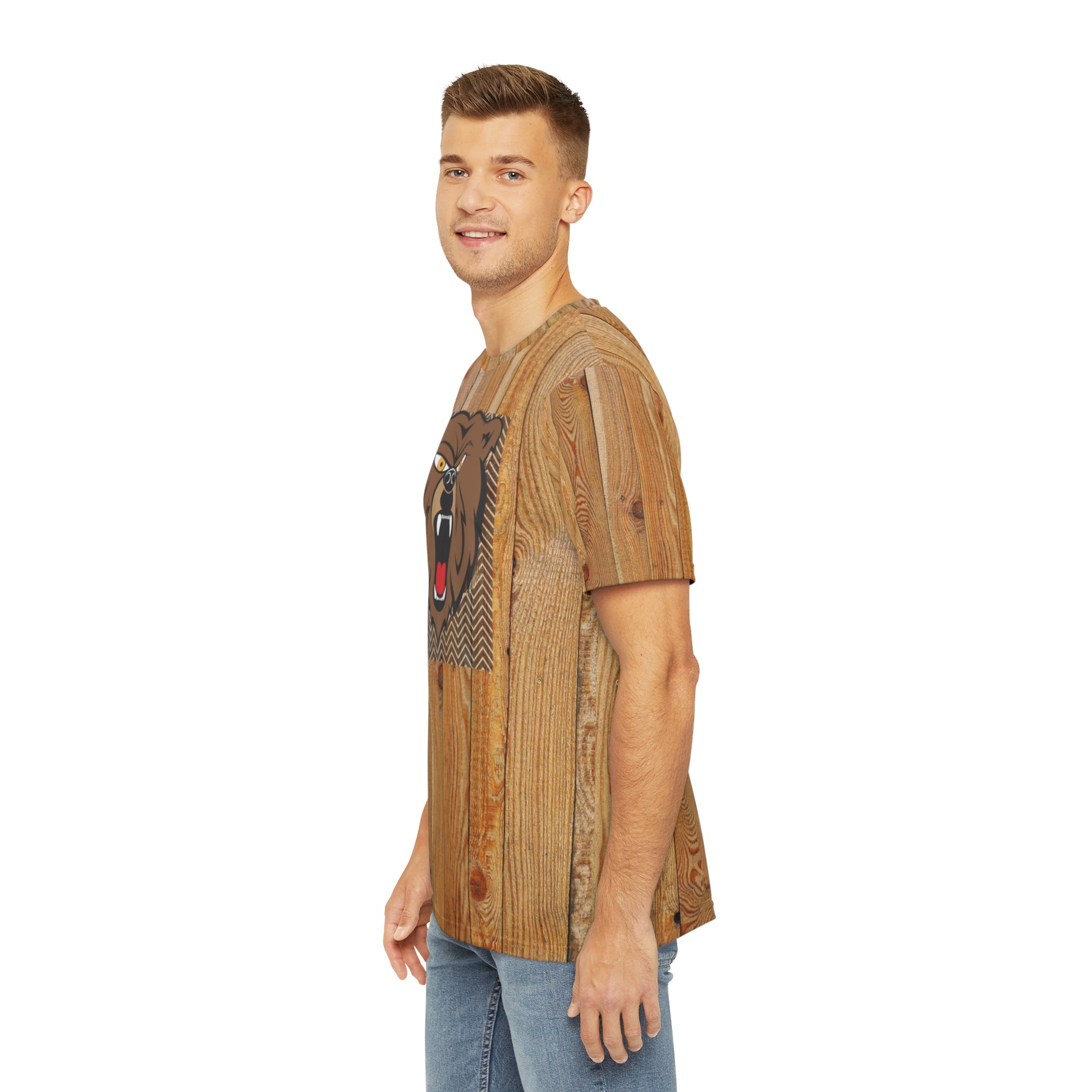 Bear and wood   Men's Polyester Tee (AOP) (8545407205695)
