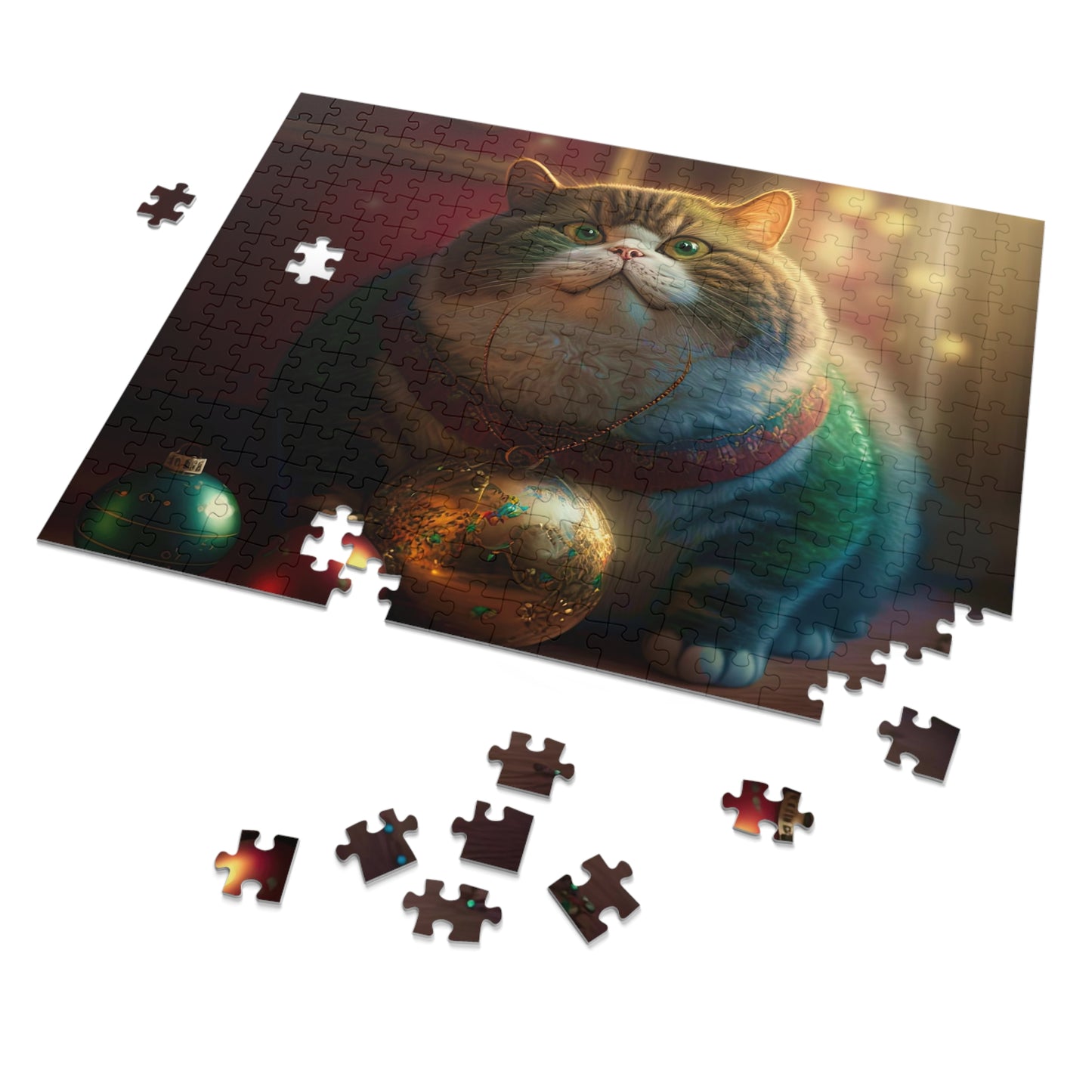 Christmas cat   Jigsaw Puzzle (30, 110, 252, 500,1000-Piece) (8540605546815)