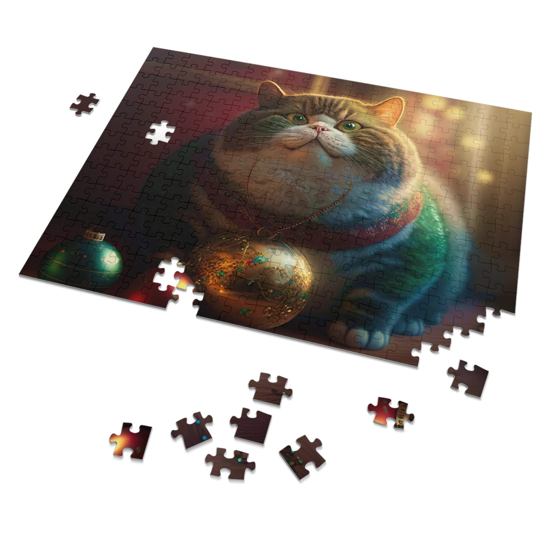 Christmas cat   Jigsaw Puzzle (30, 110, 252, 500,1000-Piece) (8540605546815)