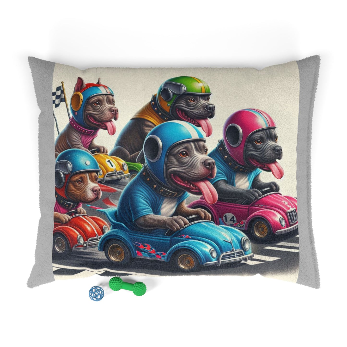 Dog Bed - Pit Bull Racing Cars Design (9726631903551)