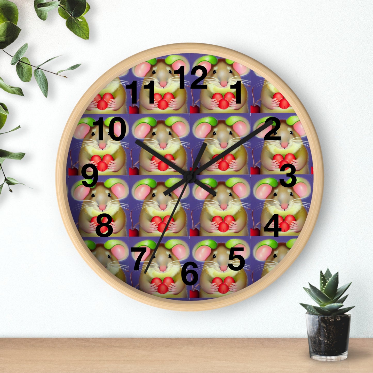 Mouse with fruit   Wall clock (8541955916095)