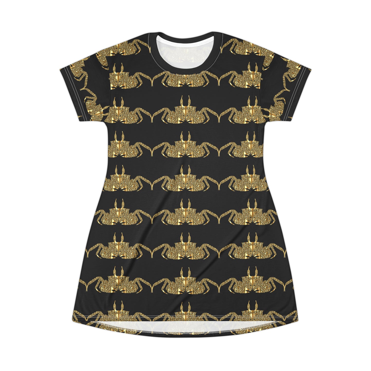 Gold crab   All Over Print T-Shirt Dress (8540533719359)