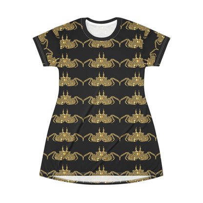 Gold crab   All Over Print T-Shirt Dress (8540533719359)