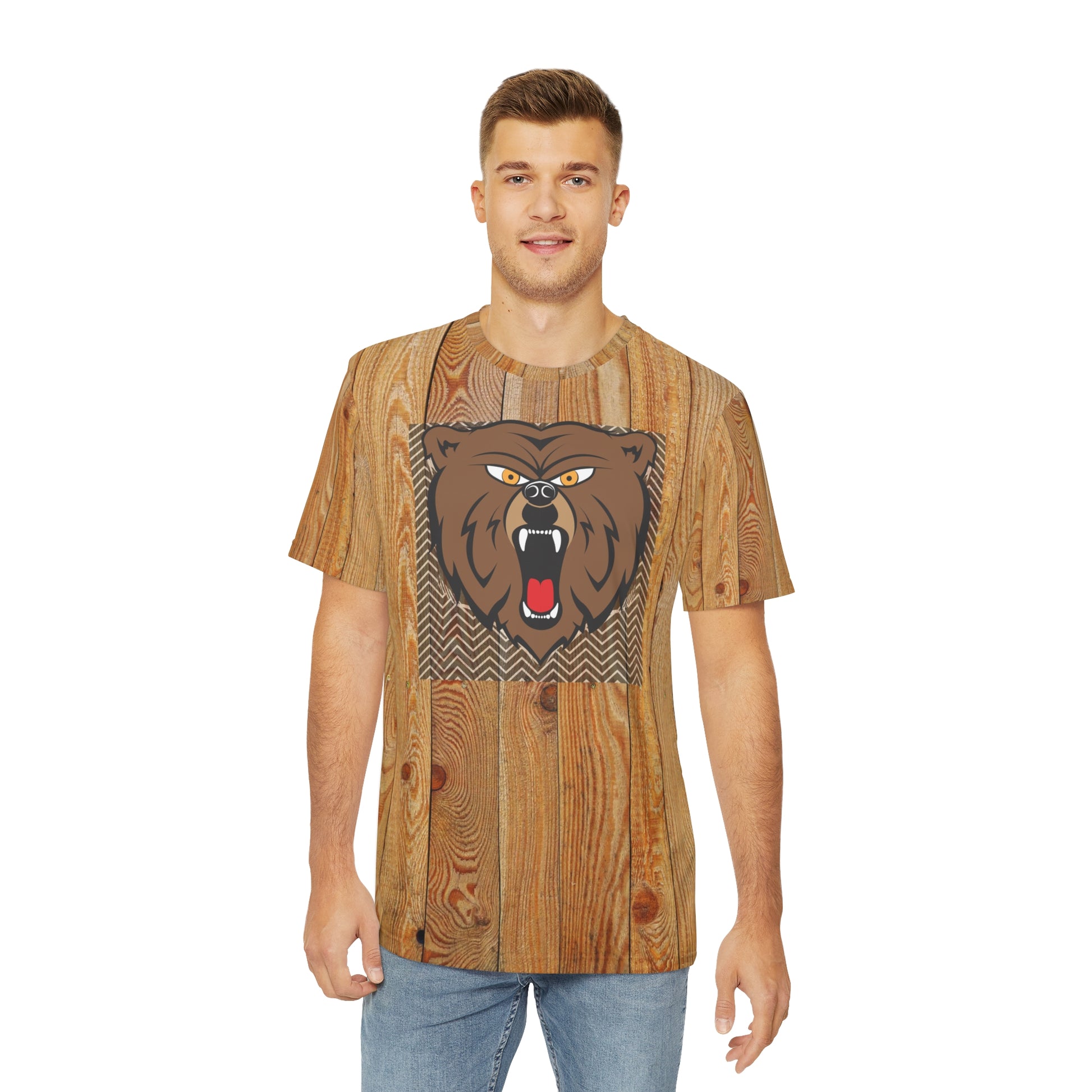 Bear and wood   Men's Polyester Tee (AOP) (8545407205695)