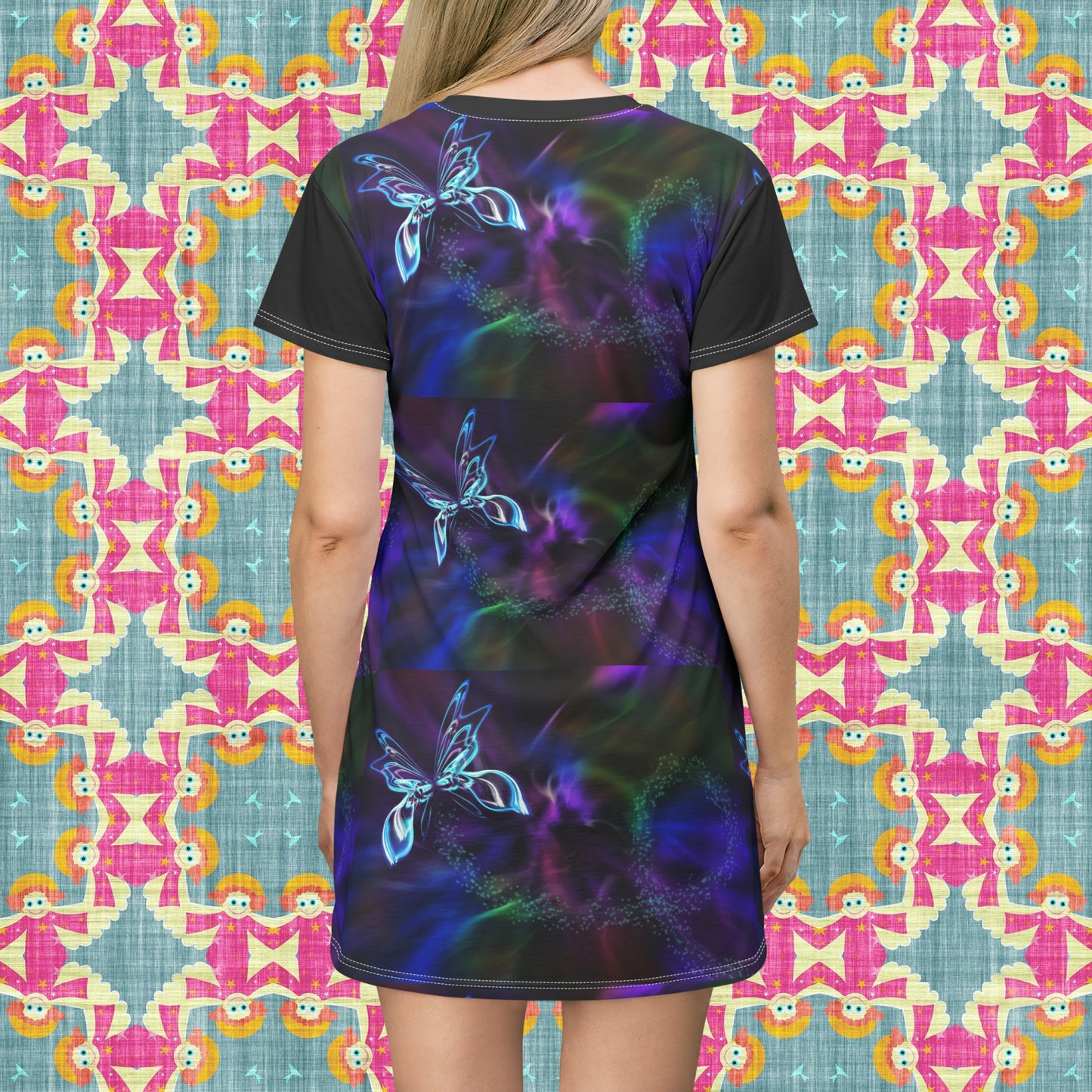 Butterfly    All Over Print T-Shirt Dress (8540545941823)