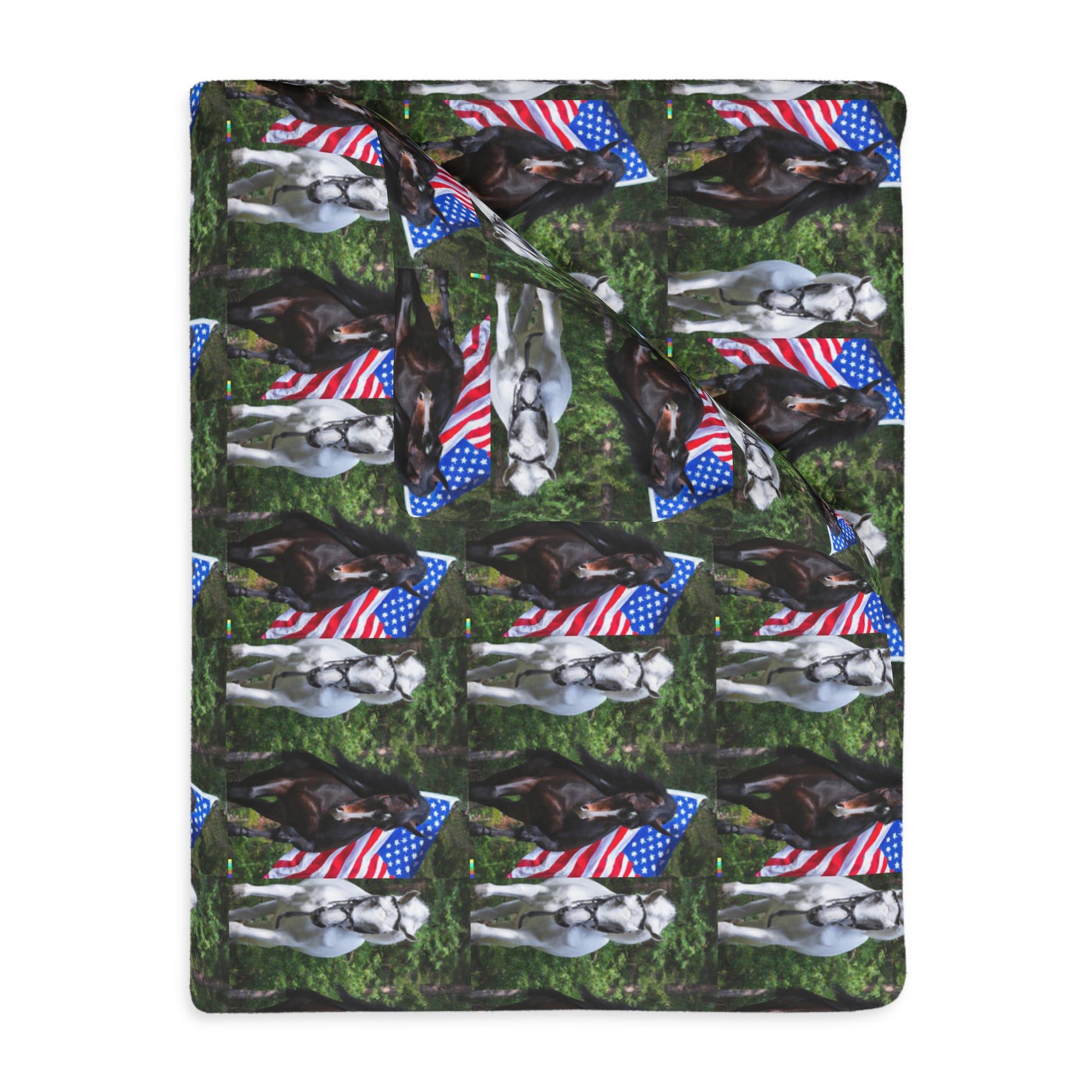 Houses and flag    Velveteen Minky Blanket (Two-sided print) (8542025777471)