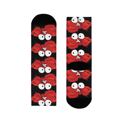 Red crab on black  crew sock   (EU) (8194511864127)