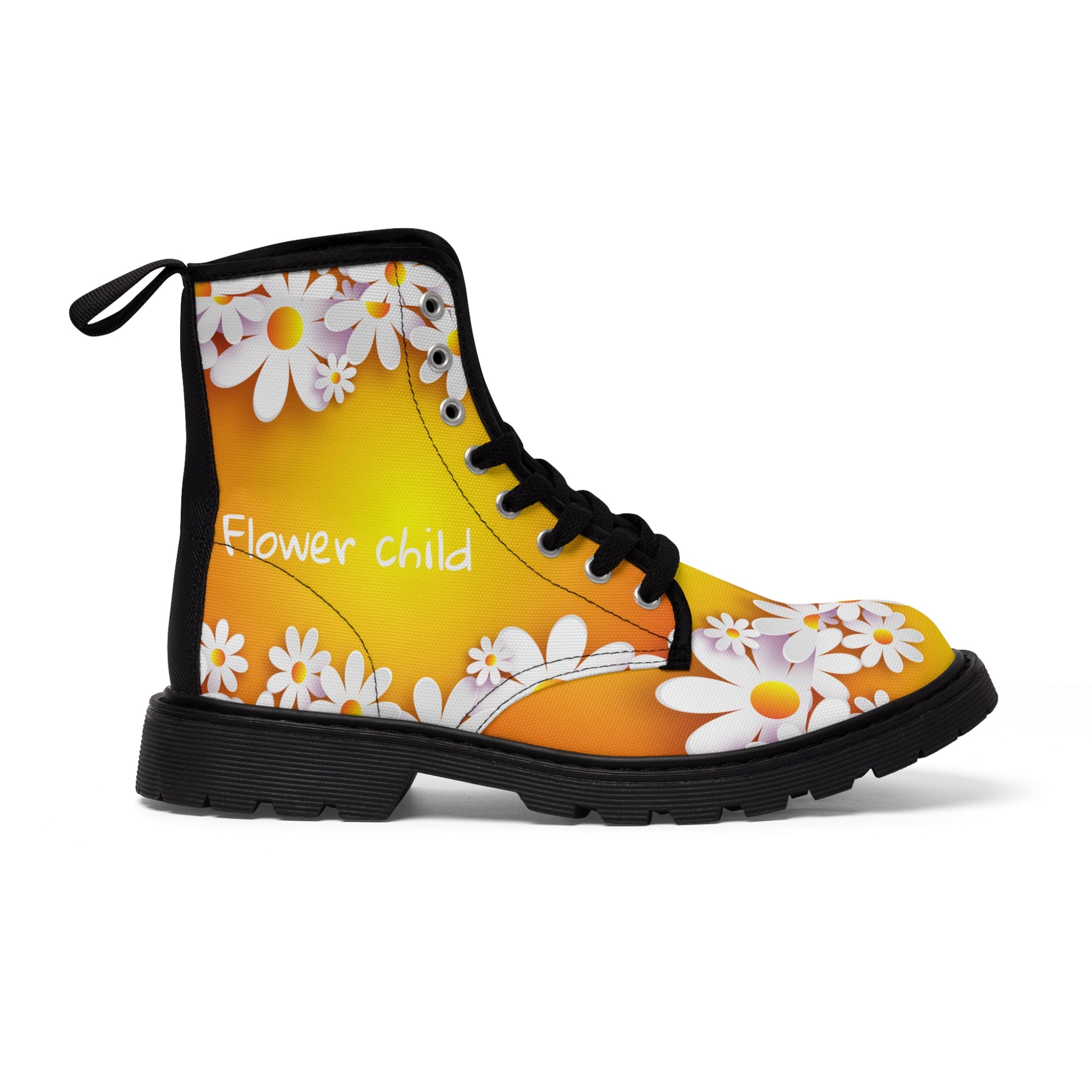 Flower Child   Women's Canvas Boots (8539972927807)