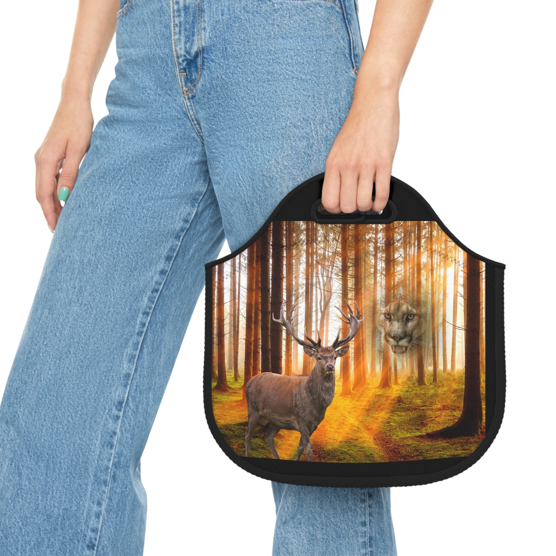 Elk and Cougar  Neoprene Lunch Bag (8543822545215)