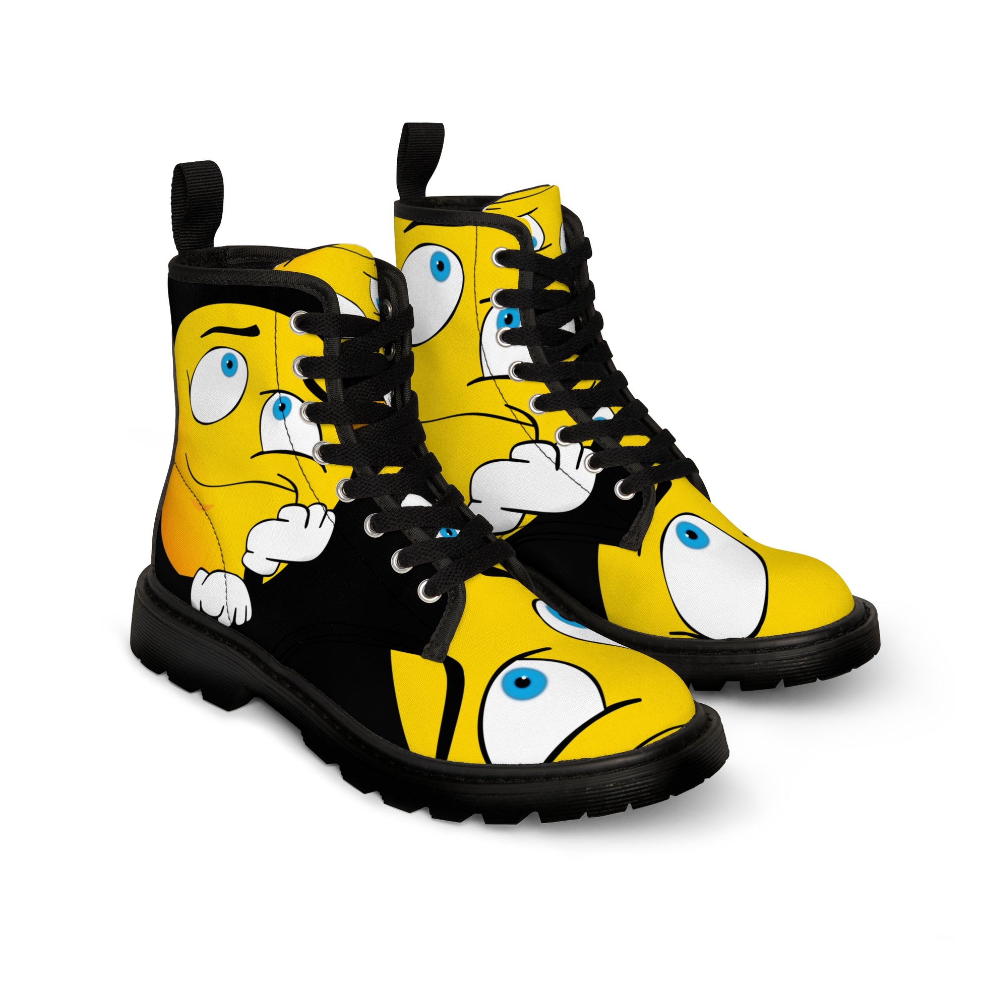 Yellow and confused     Women's Canvas Boots (8539939406143)