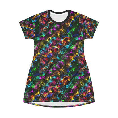 Color ribbons All Over Print T-Shirt Dress (8540583428415)