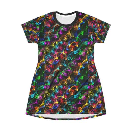 Color ribbons All Over Print T-Shirt Dress (8540583428415)