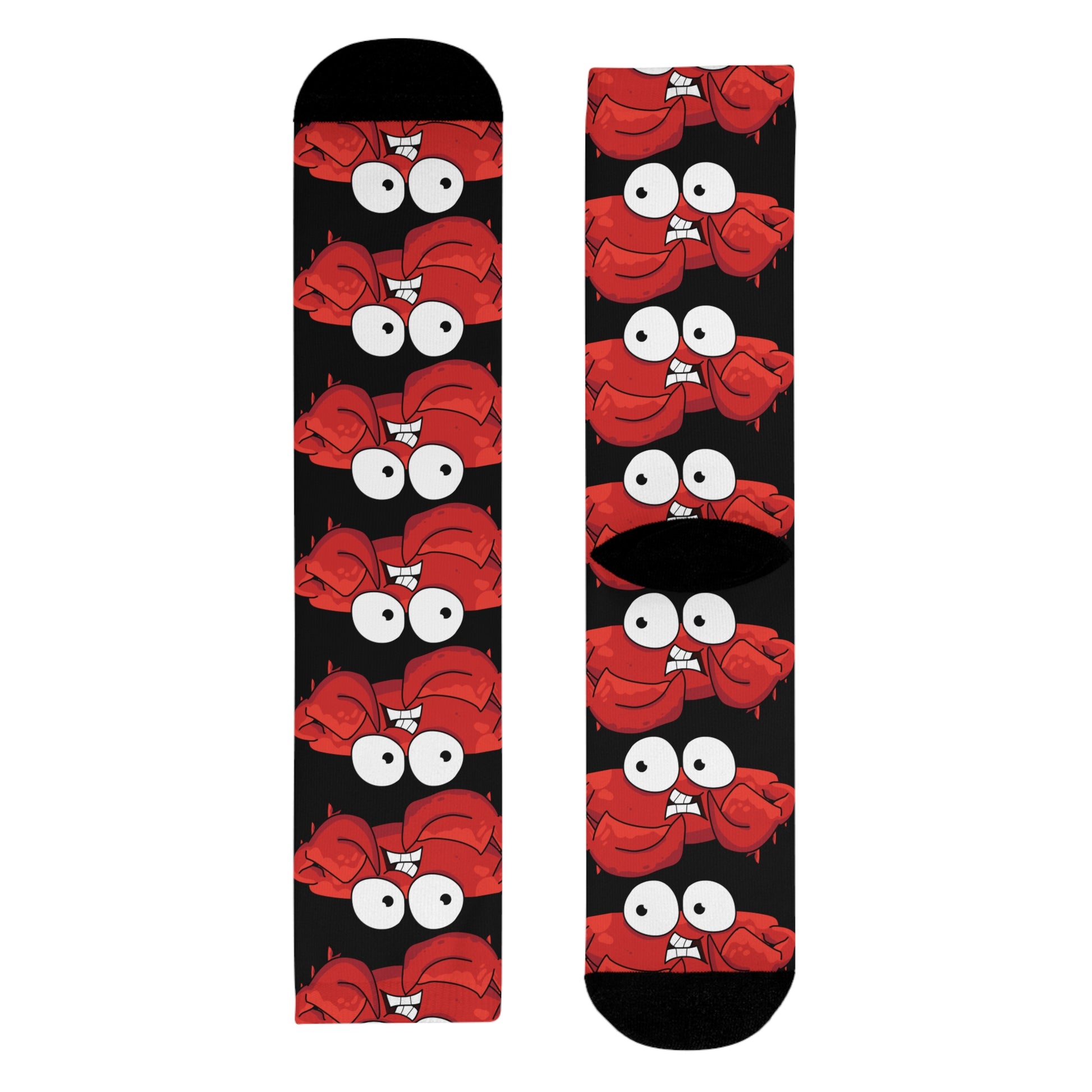 Red crab on black  crew sock   (EU) (8194511864127)