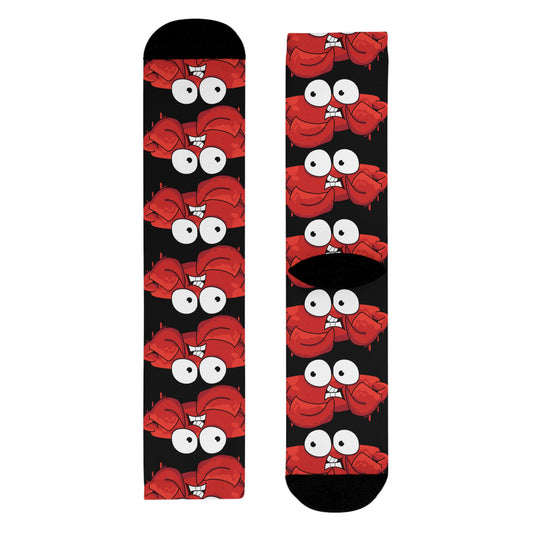 Red crab on black  crew sock   (EU) (8194511864127)