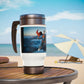 Stainless Steel Travel Mug with Handle, 14oz (8543778439487)