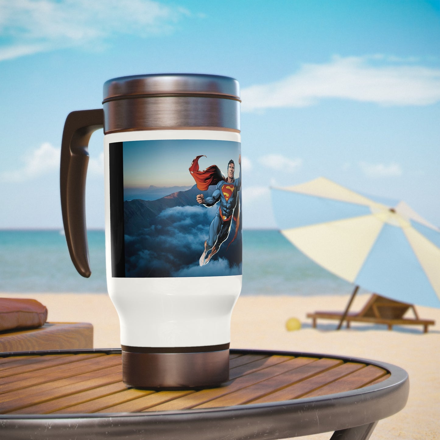 Stainless Steel Travel Mug with Handle, 14oz (8543778439487)
