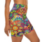 Color burst    High Waisted Yoga Shorts (8543829721407)