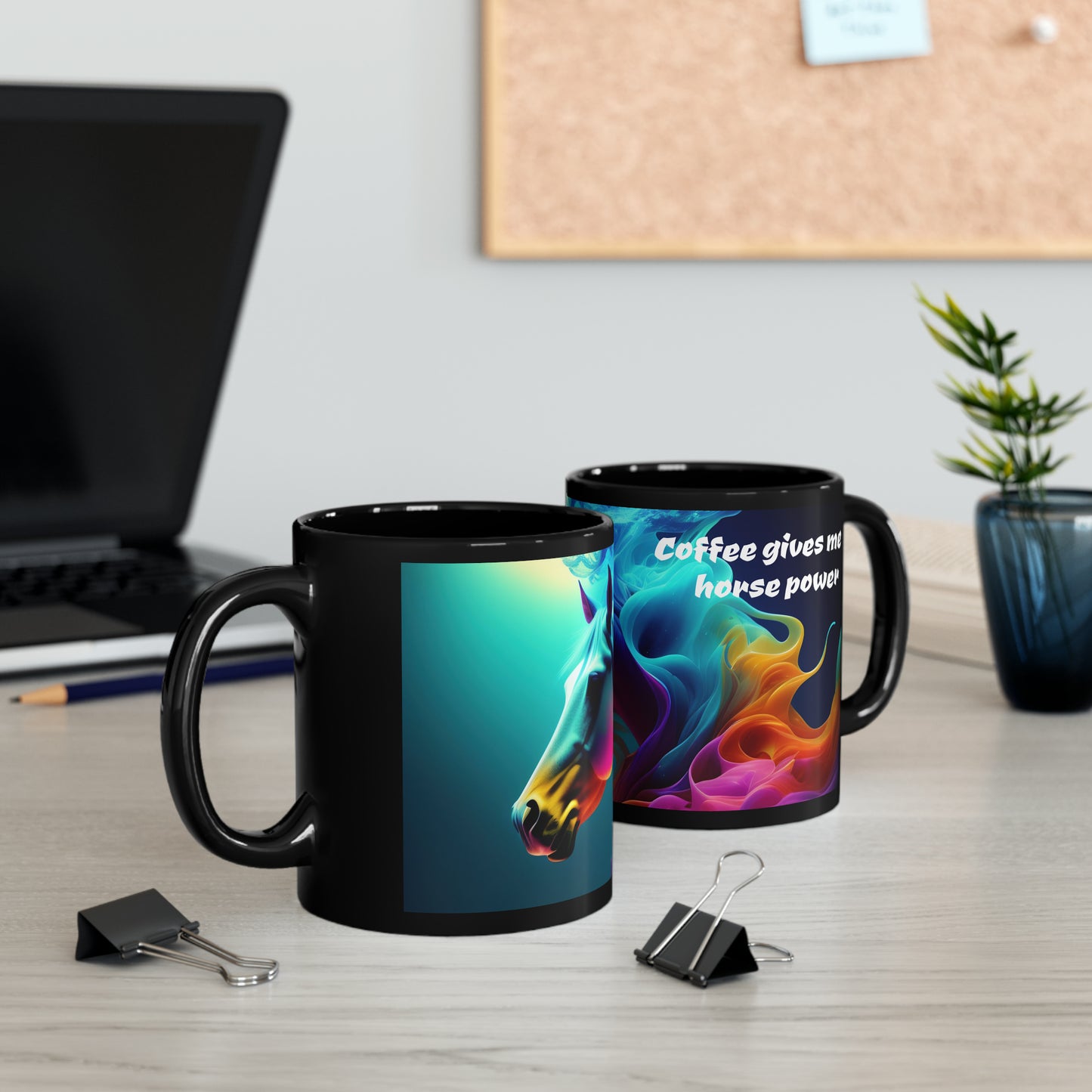 Colorfull horse -11oz Black Mug (8218108231999)