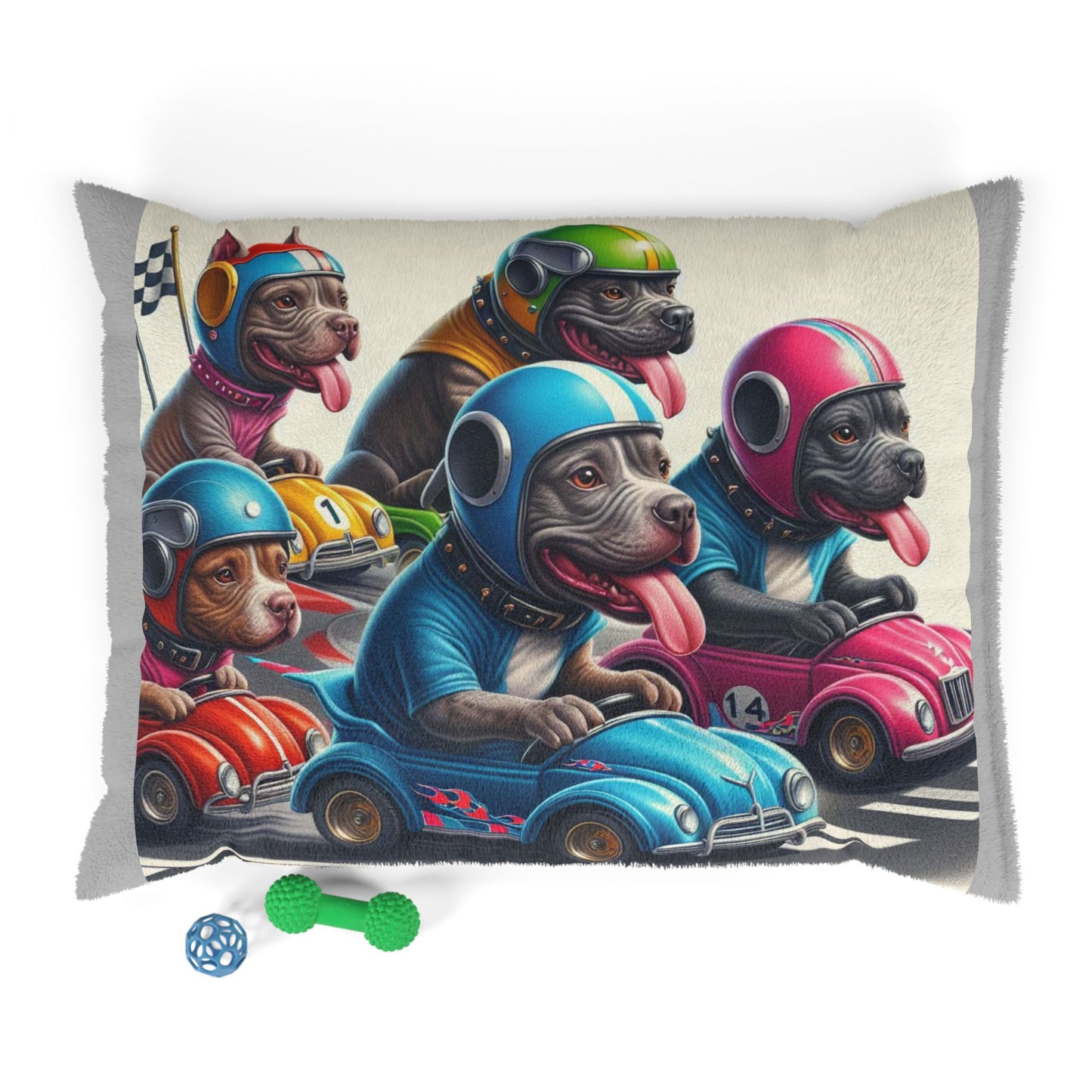 Dog Bed - Pit Bull Racing Cars Design (9726631903551)