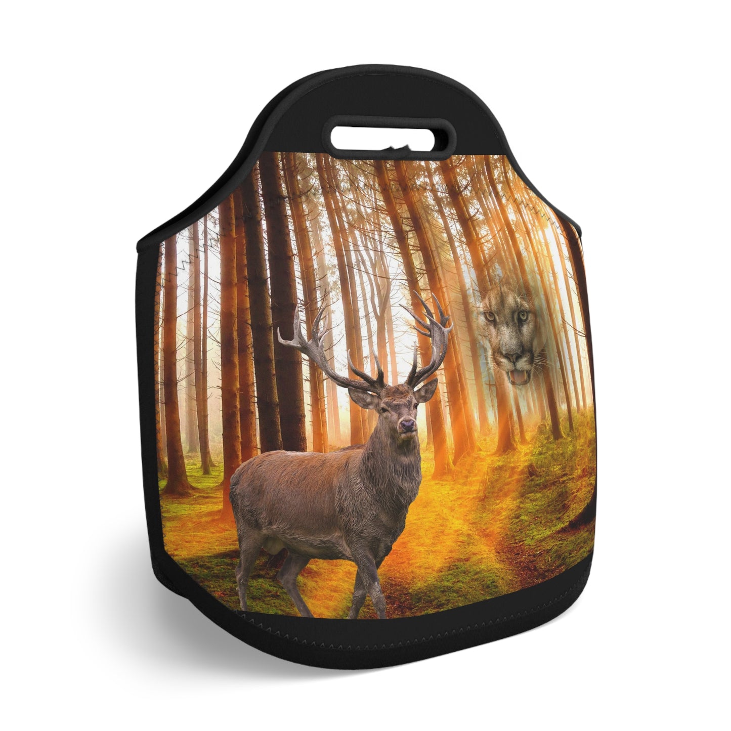 Elk and Cougar  Neoprene Lunch Bag (8543822545215)